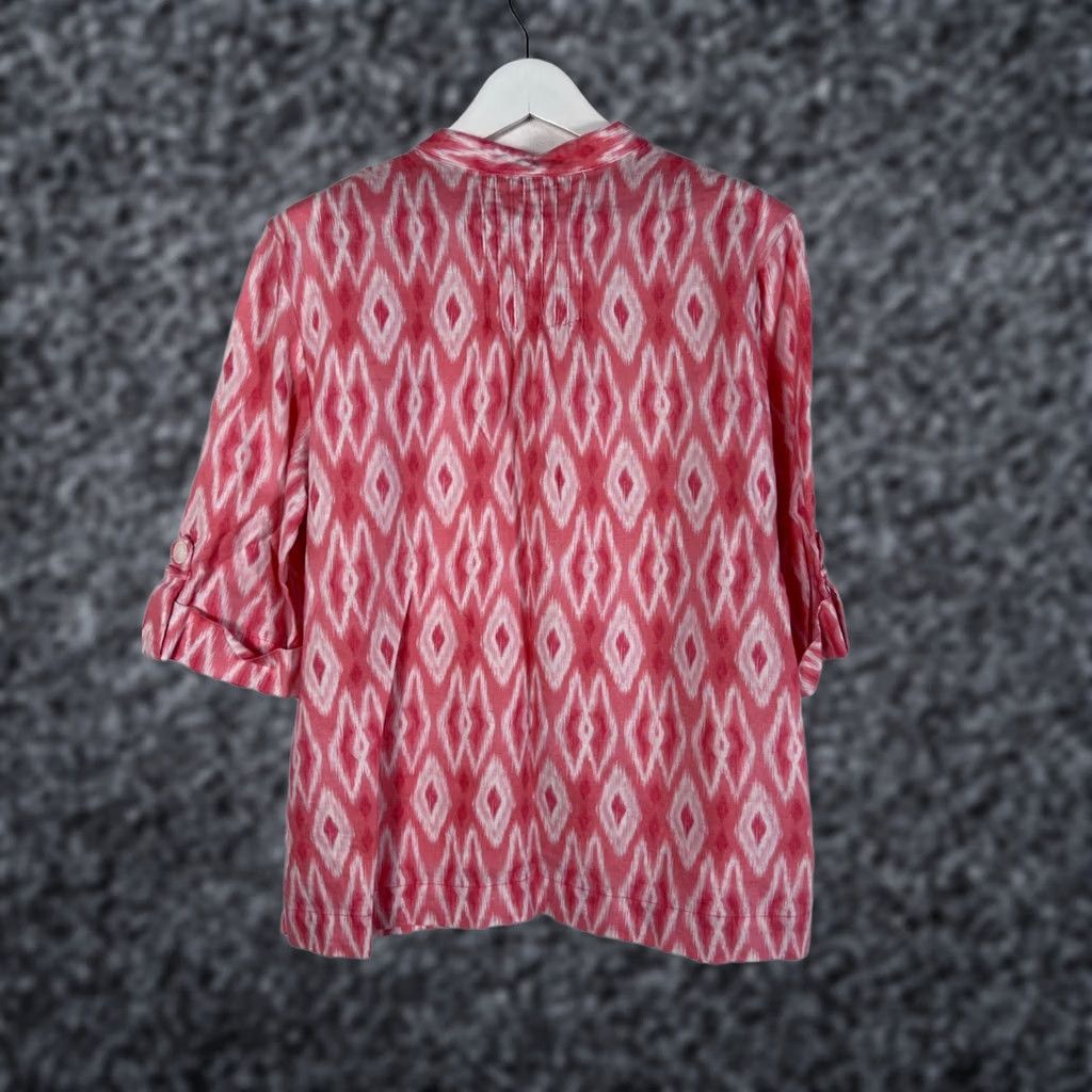 JM Collection JM Collection Womens Pink & White Ikat Linen 3/4 Sleeve Blouse Top Size 16 Size XXL / US 16-18 / IT 52-54 - 1 Thumbnail
