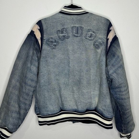 Rhude Rhude Lightening Denim Bomber Jacket Blue Men’s Large Size US L / EU 52-54 / 3 - 3 Thumbnail