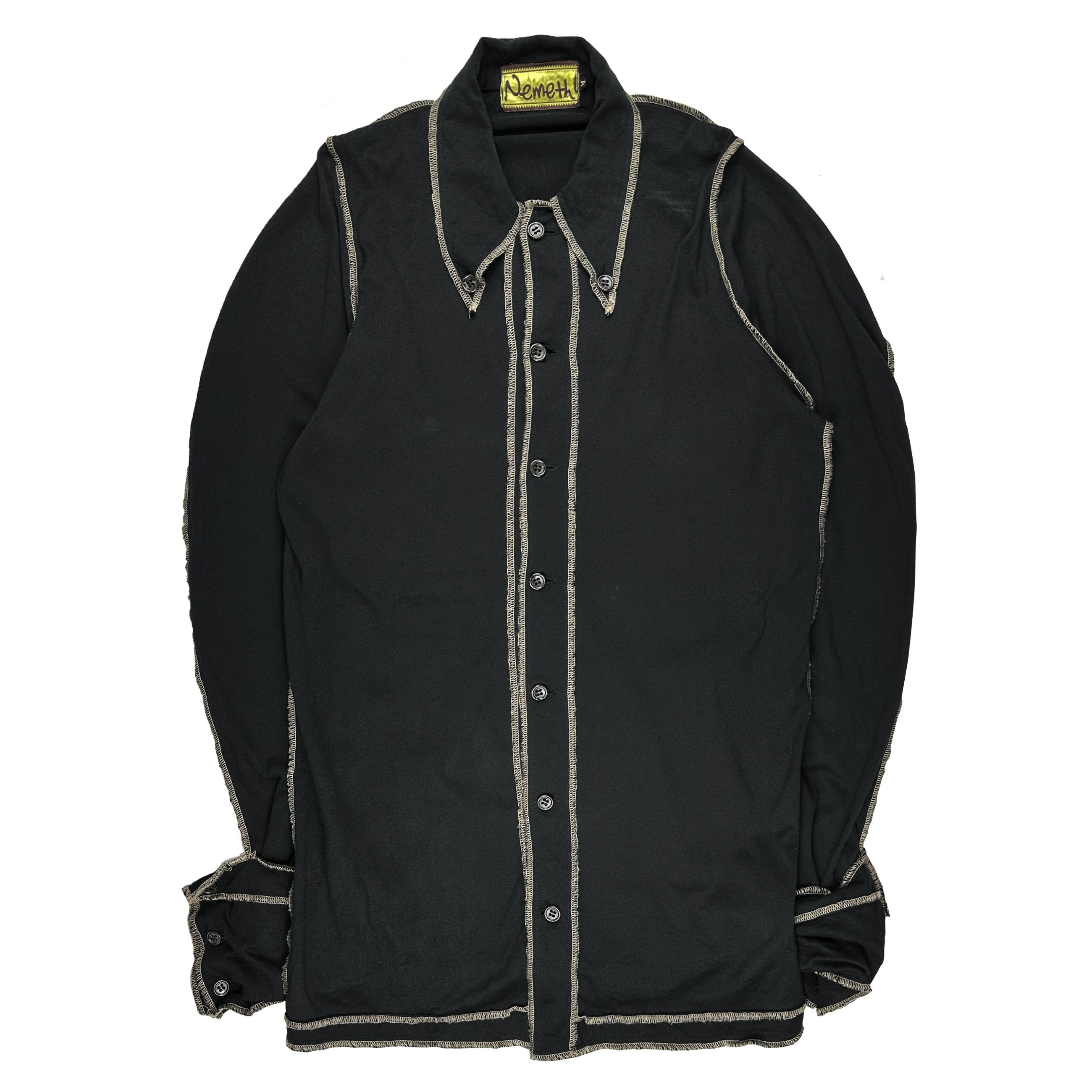 image of Christopher Nemeth Circle Cut Button Up in Black, Men's (Size Medium)