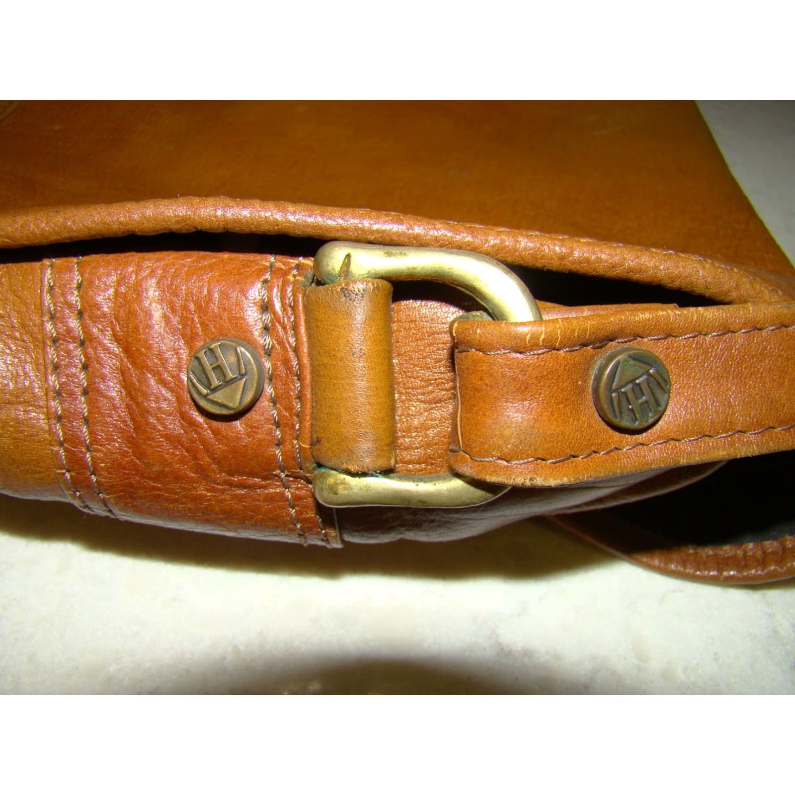 Vintage VINTAGE HiDESIGN Brown Leather Messenger Crossbody Bag Adjustable Shoulder Strap Unisex Adult 15"x12"x5" Brown Size ONE SIZE - 3 Thumbnail