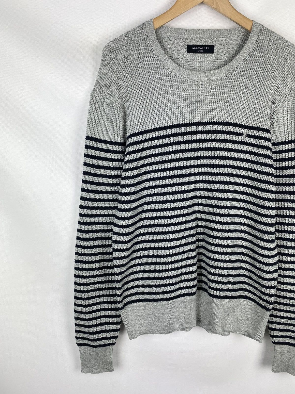 Allsaints × Japanese Brand Allsaints Trias Breton Crew Neck striped sweater pullover Size US L / EU 52-54 / 3 - 2 Thumbnail