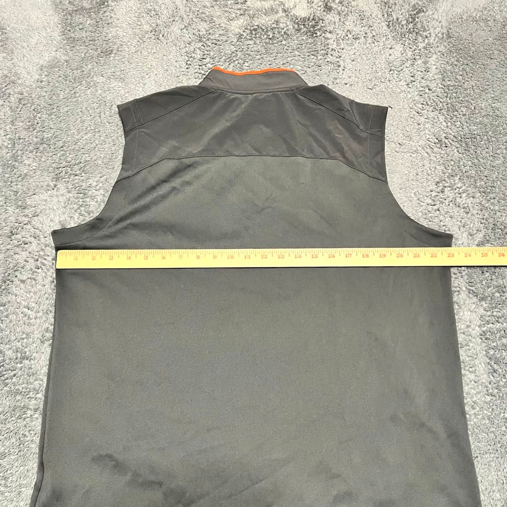 Nike Nike Golf Vest Mens Large 1/4 Zip Dri-Fit Performance Vest Gray Orange Jacket Vest Gray Orange Mens L Size US L / EU 52-54 / 3 - 7 Thumbnail