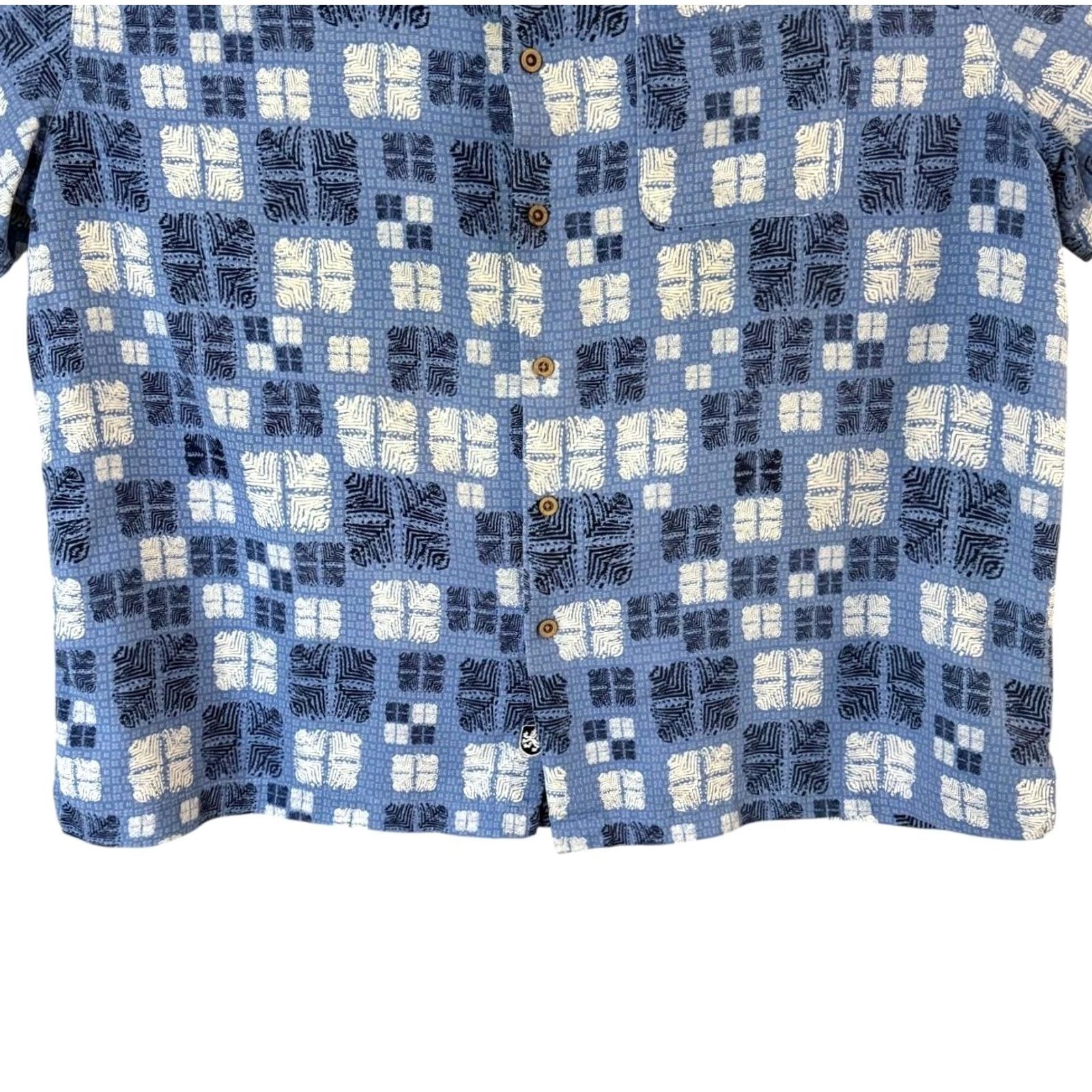 Nat Nast VINTAGE Nat Nast Luxury Originals Silk Button-Up Shirt Blue Hawaiian Geometric Shirt Mens XXL Geometric Beach Preppy Button-Up Size US XXL / EU 58 / 5 - 6 Thumbnail