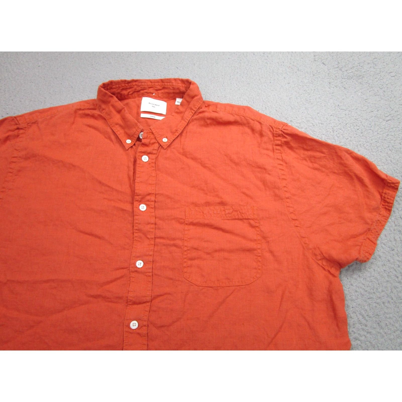 Billy Reid VINTAGE Billy Reid Shirt Men's 2XL Short Sleeve Linen Button-Down Orange Casual Summer Fit Size US XXL / EU 58 / 5 - 2 Thumbnail