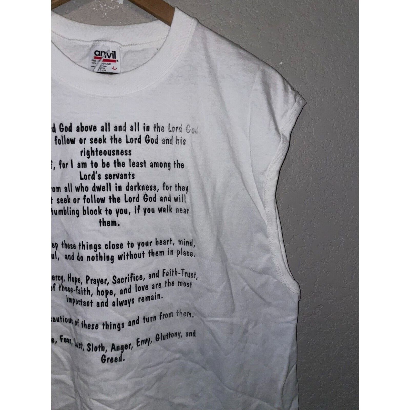 Anvil Vintage Religous Shirt Sleeveless Tank Lord God 90s L Size US L / EU 52-54 / 3 - 6 Thumbnail