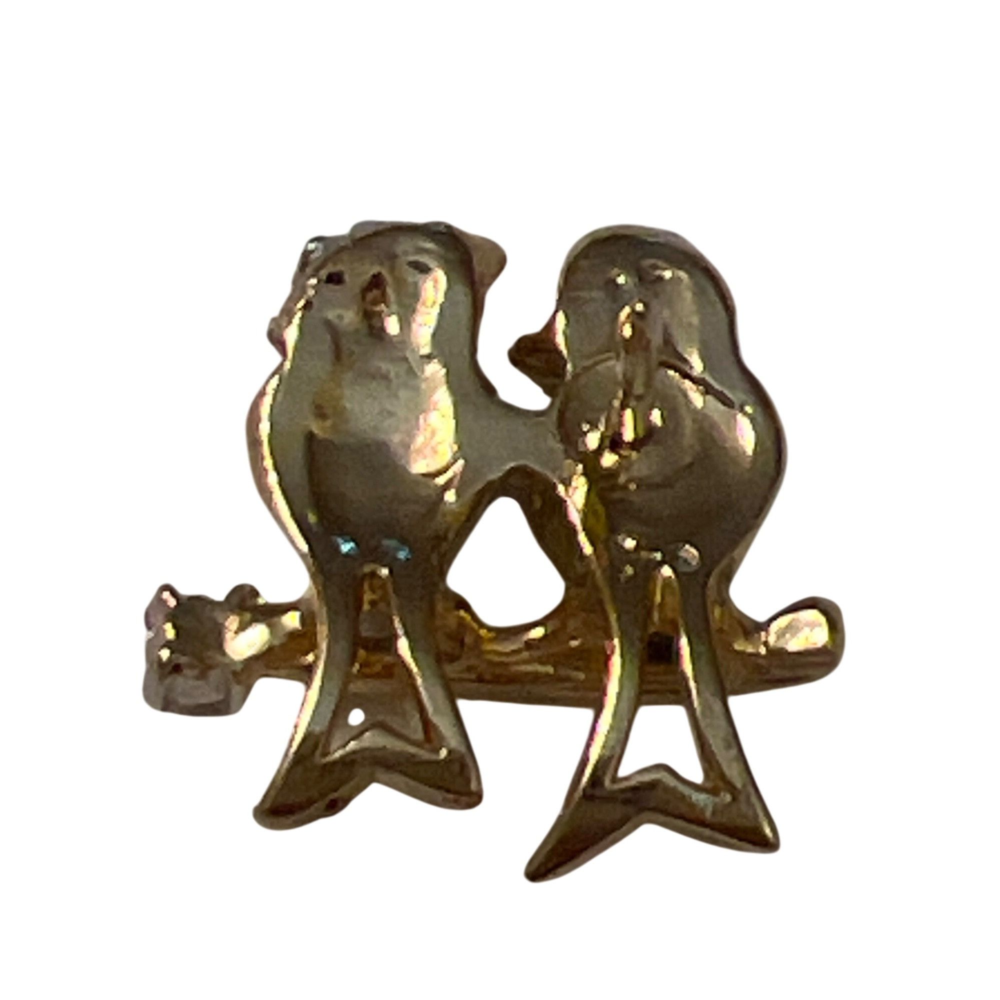 Other Vintage Gold Tone Bird Lovebirds Brooch Pin Rhinestones Crys Size ONE SIZE - 4 Thumbnail