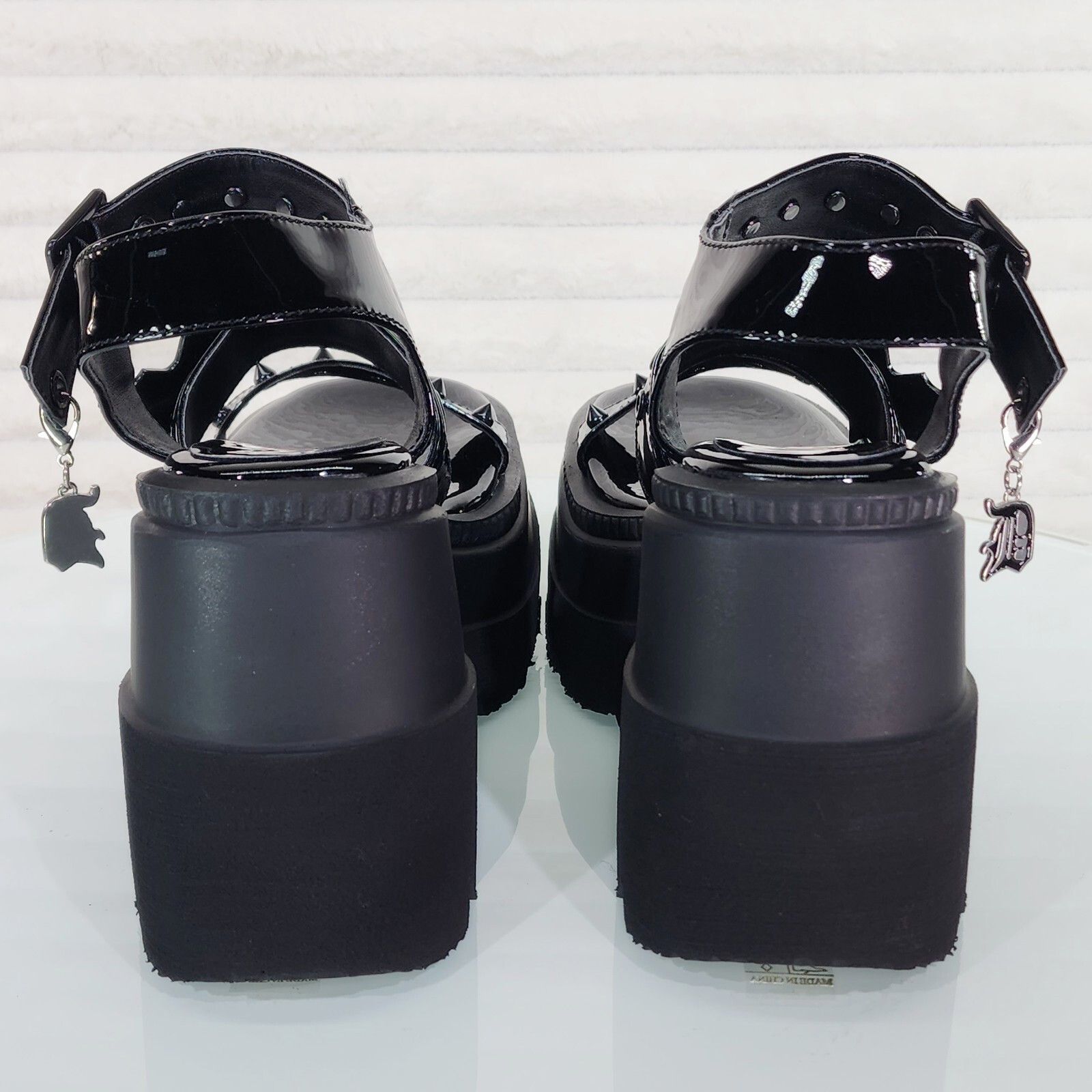 Other Shaker 13 Black Out Patent 4.5" Wedge Heel Gothic Sandals St Size US 7 / IT 37 - 4 Thumbnail