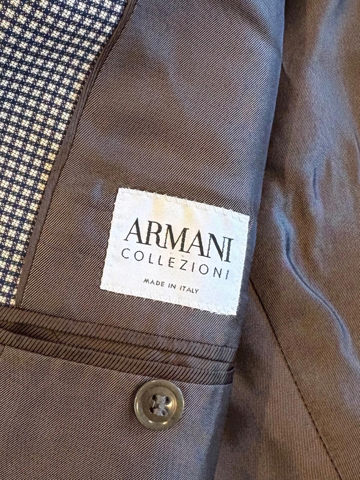 Armani Collezioni Armani Sport Coat 46R Houndstooth 100% Wool Made in Italy Size 46R - 8 Thumbnail