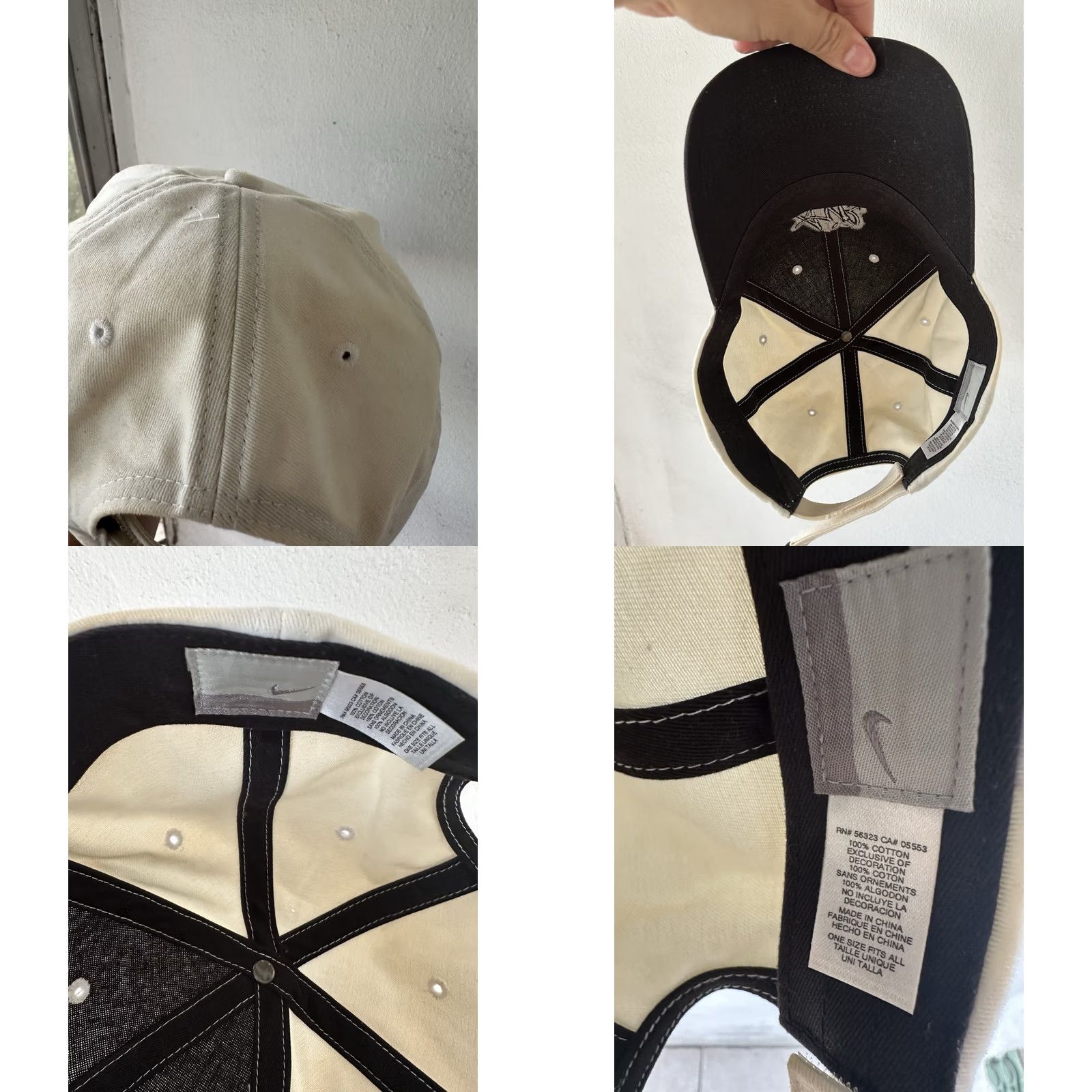 Nike VINTAGE Nike Hat Cap Strap Back White Black Air Logo Swoosh Baseball Mens 90s Adjustable White Logo Men Size ONE SIZE - 8 Thumbnail