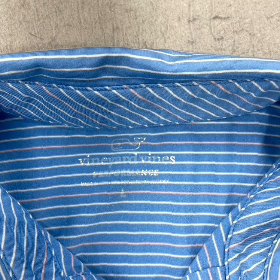 Vineyard Vines Vineyard Vines Polo Shirt Mens Large Blue Pink Stretch Striped Performance Golf Shirt Size US L / EU 52-54 / 3 - 3 Thumbnail