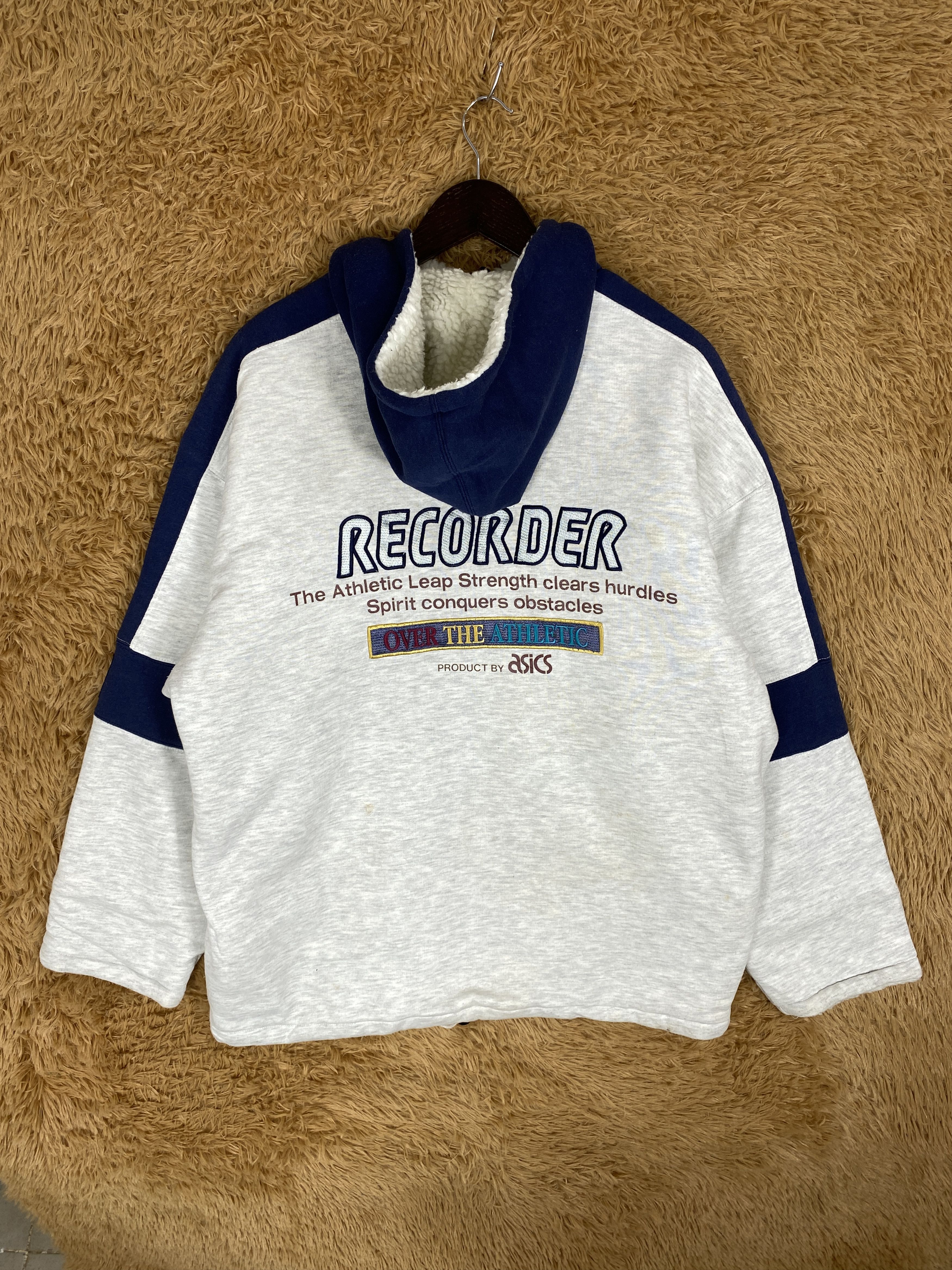 Asics Vintage Asics Sherpa Lining Hoodie Sweatshirt J2316 Size US L / EU 52-54 / 3 - 1 Thumbnail
