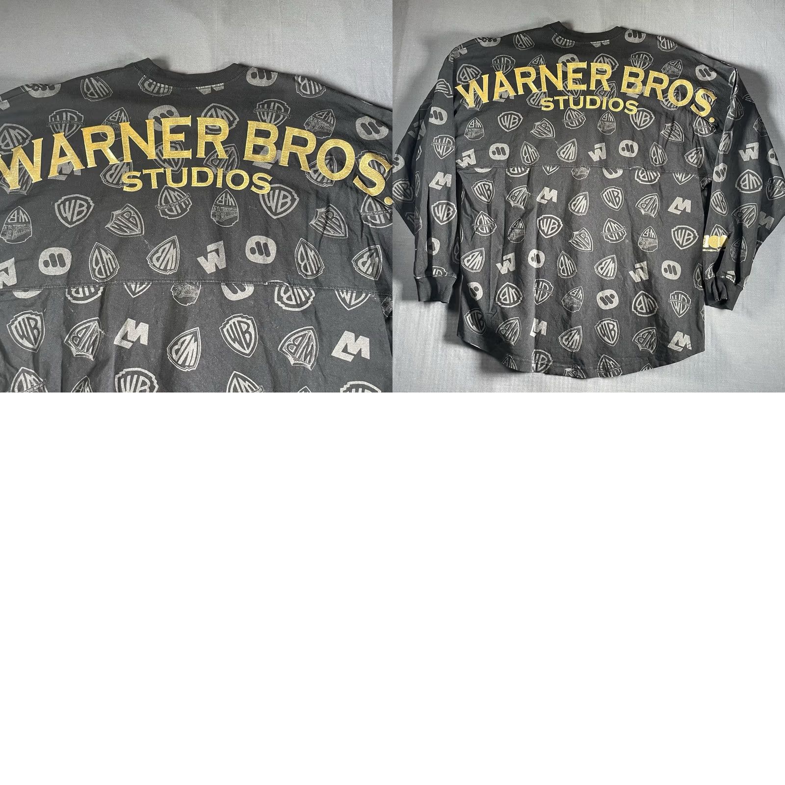 Vintage Warner Bros. Studios Spirit Jersey Adult L Black Logo Print 100th Anniversary Signature Theme Retro Movie Mens Regular Long Sleeve Size US L / EU 52-54 / 3 - 8 Thumbnail