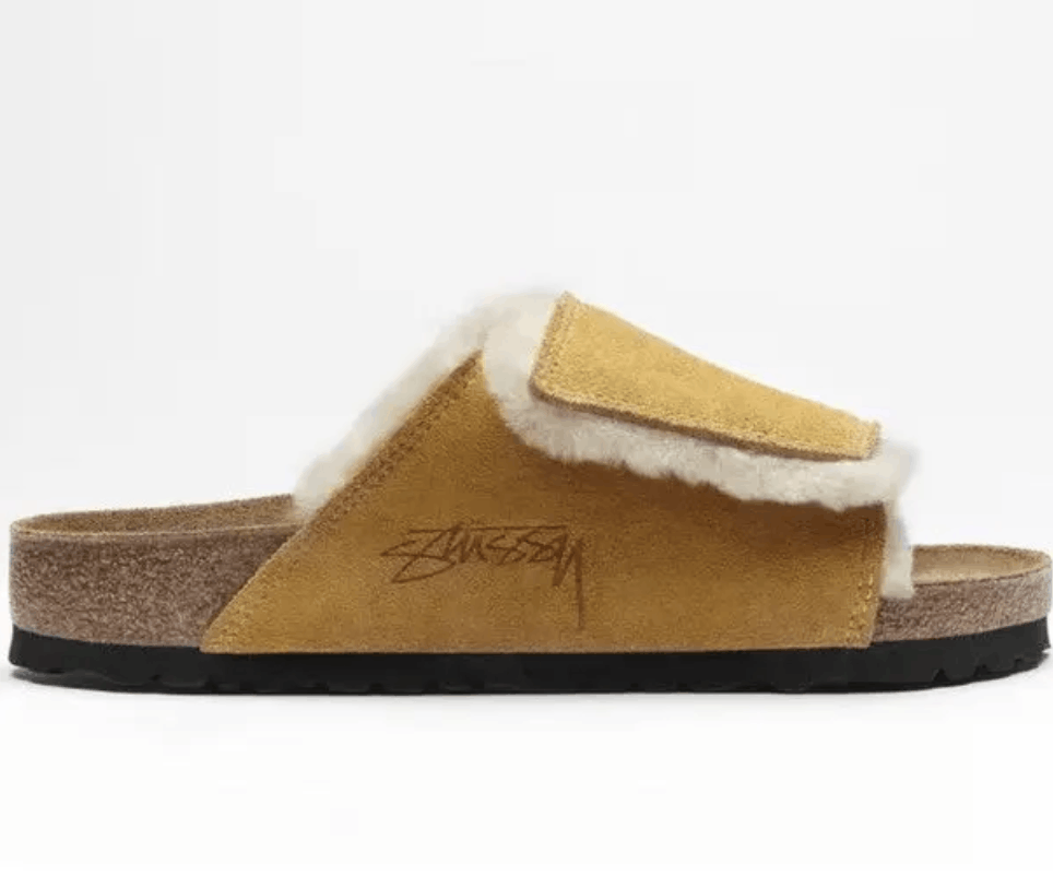 Birkenstock × Stussy STUSSY Birkenstock Suede Shearling Slide Caramel Size US 7 / EU 40 - 2 Thumbnail