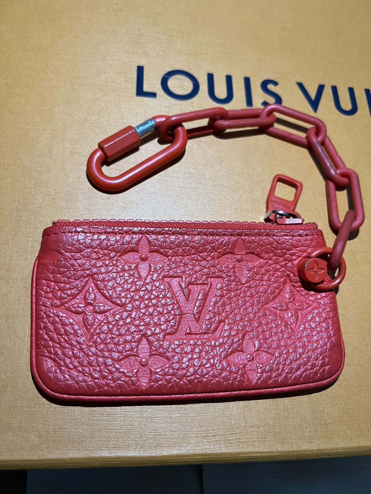 image of Louis Vuitton Pochette Cle Monogram Red Virgil Abloh, Men's