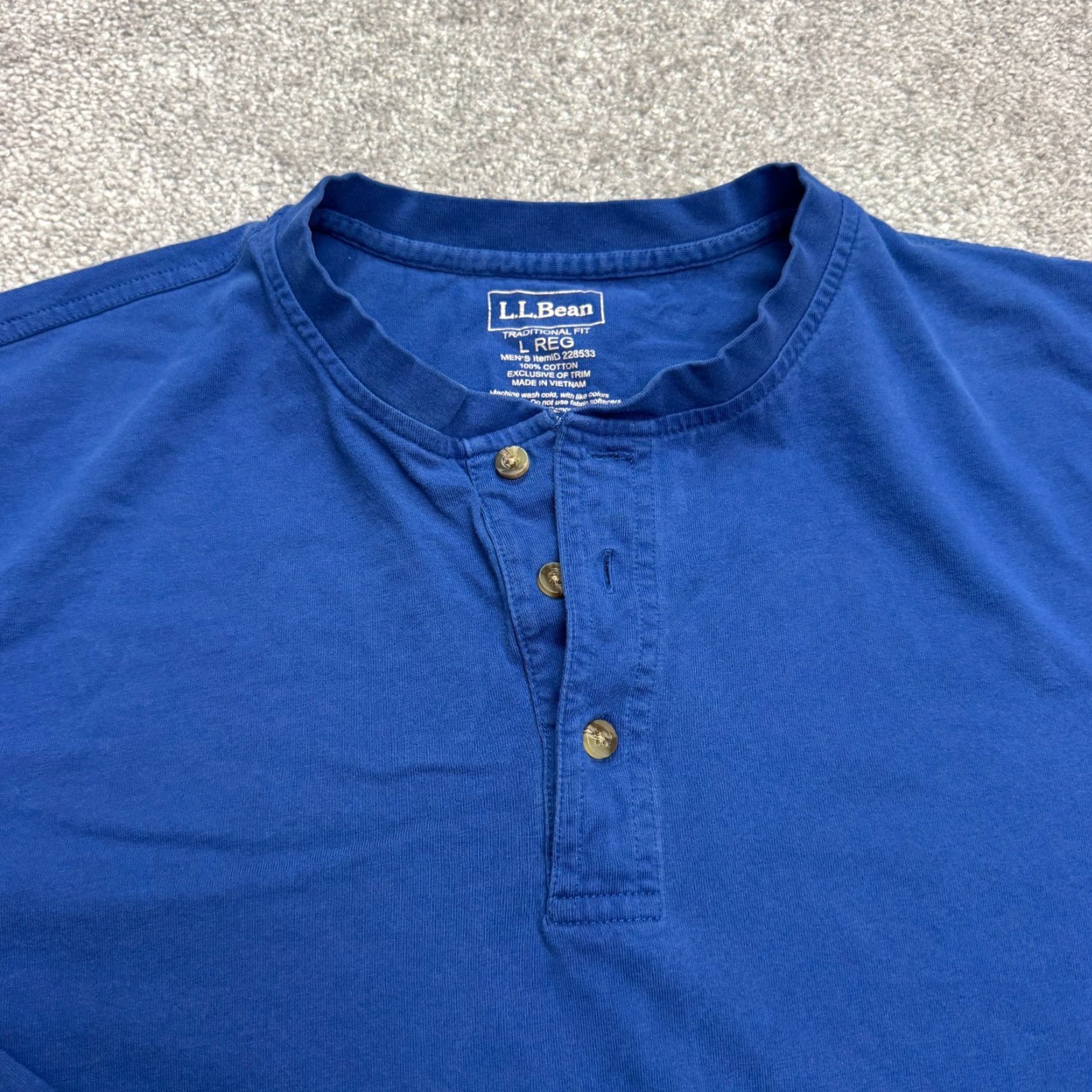 Vintage L.L. Bean Traditional Fit Henley Long Sleeve Shirt Mens Large Blue Cotton Casual Size US L / EU 52-54 / 3 - 3 Thumbnail