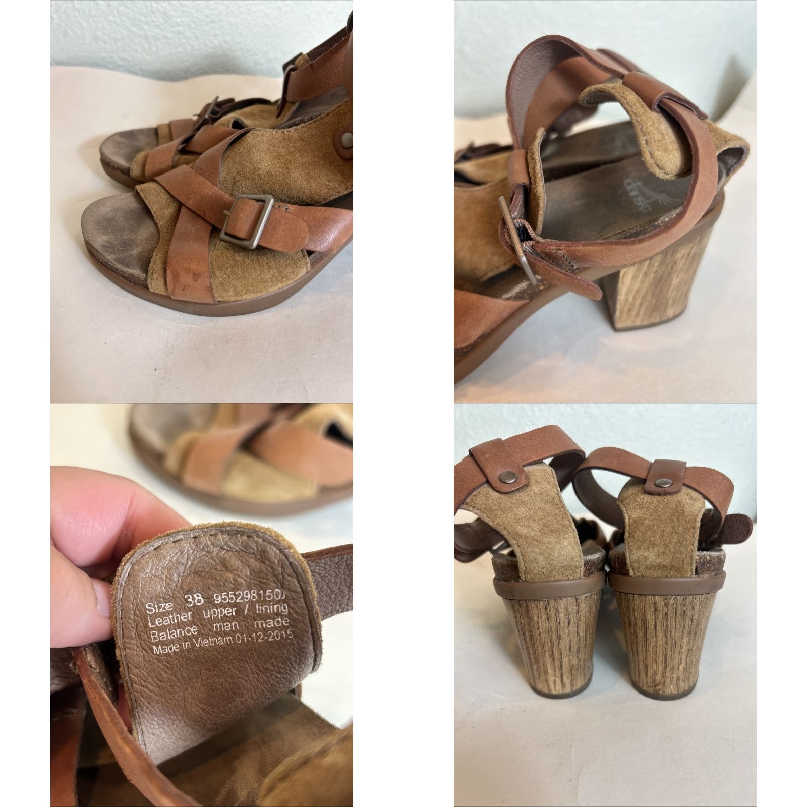 Dansko DANSKO Dominique Leather Suede Chunky Heel Sandal Womens EU 38/US 7.5 Brown Leather Size US 8 / IT 38 - 8 Thumbnail