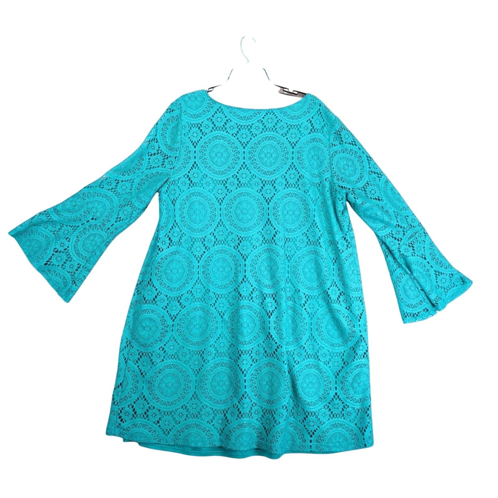 Other Tacera Teal Crochet Lace Knee-Length Dress, Plus Size 3X Size 3XL / US 20-22 - 2 Thumbnail