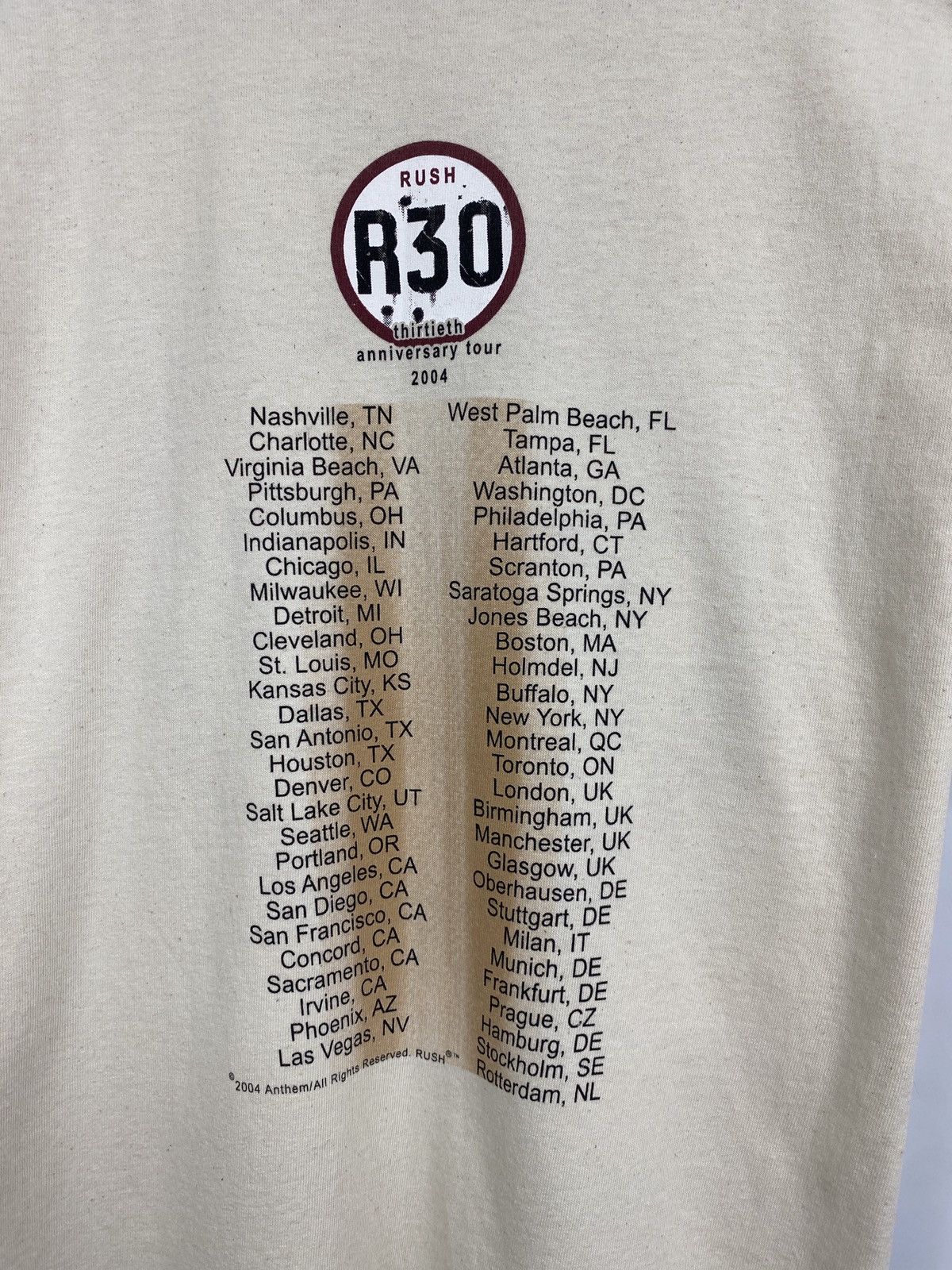 Gildan Vintage RUSH R30 Thirtieth Anniversary Tour 2004 T-Shirt Y2K Size US M / EU 48-50 / 2 - 8 Thumbnail
