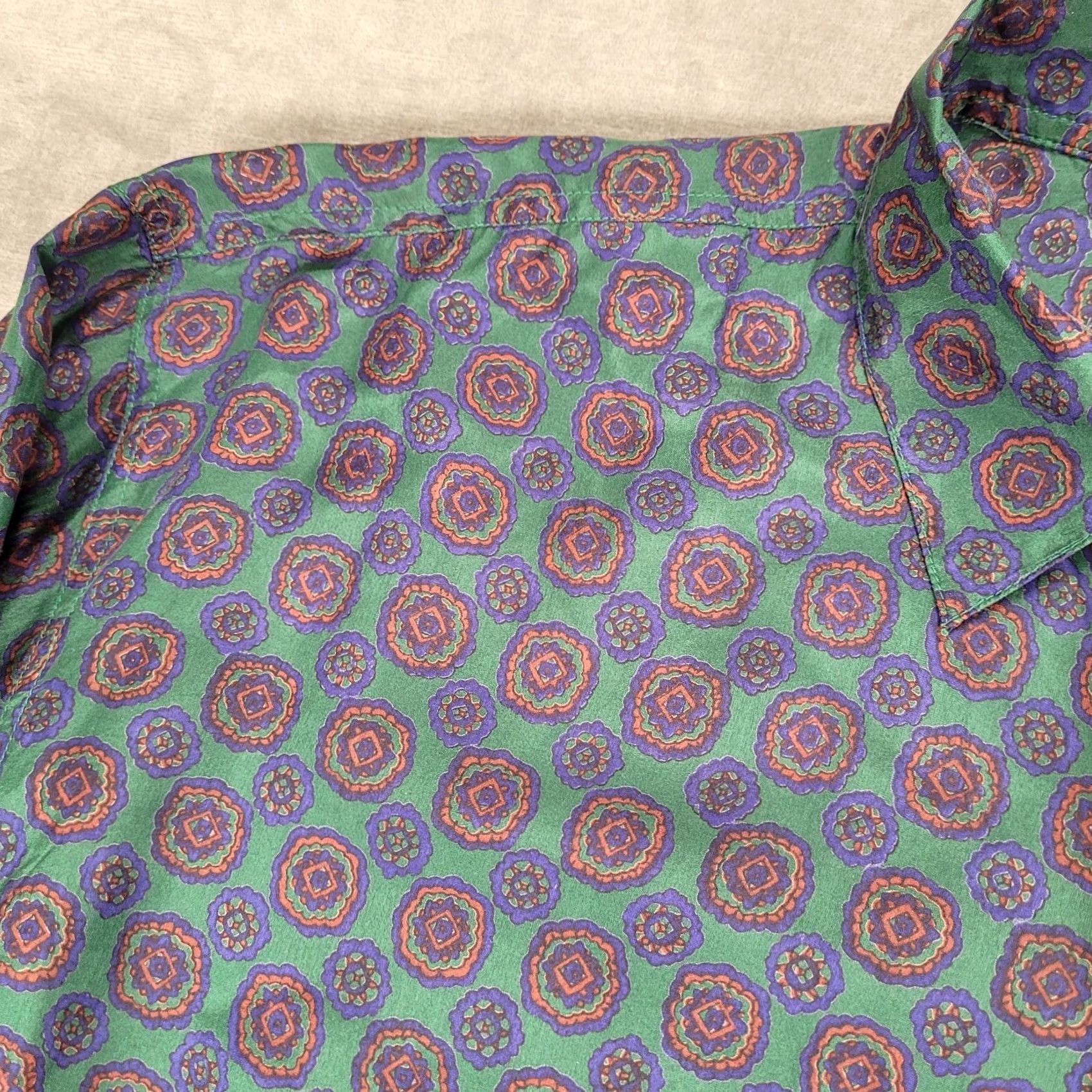 Vintage VINTAGE Robert Stock Geometric Patterned Button Up Long Sleeve Shirt Mens Size Lg Green Size US L / EU 52-54 / 3 - 7 Thumbnail