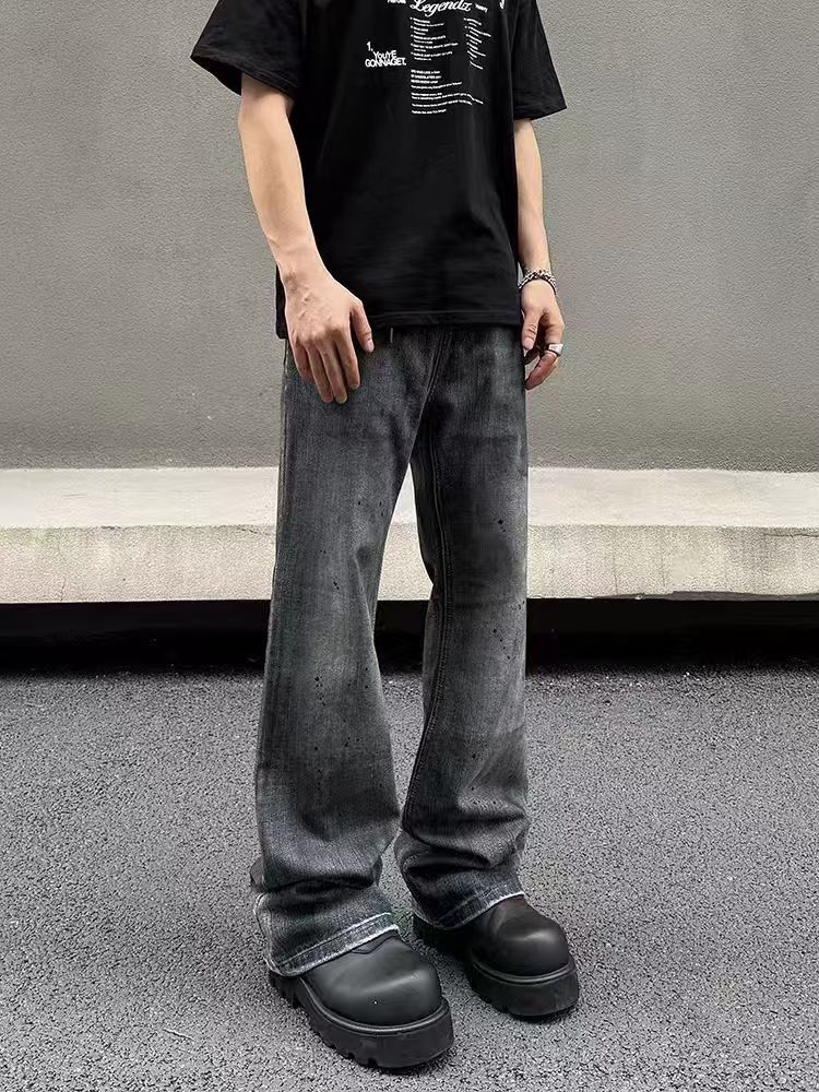 Japanese Brand × Jean High Street Ink Splash Straight Leg Micro Flare Jeans Size US 30 / EU 46 - 3 Thumbnail