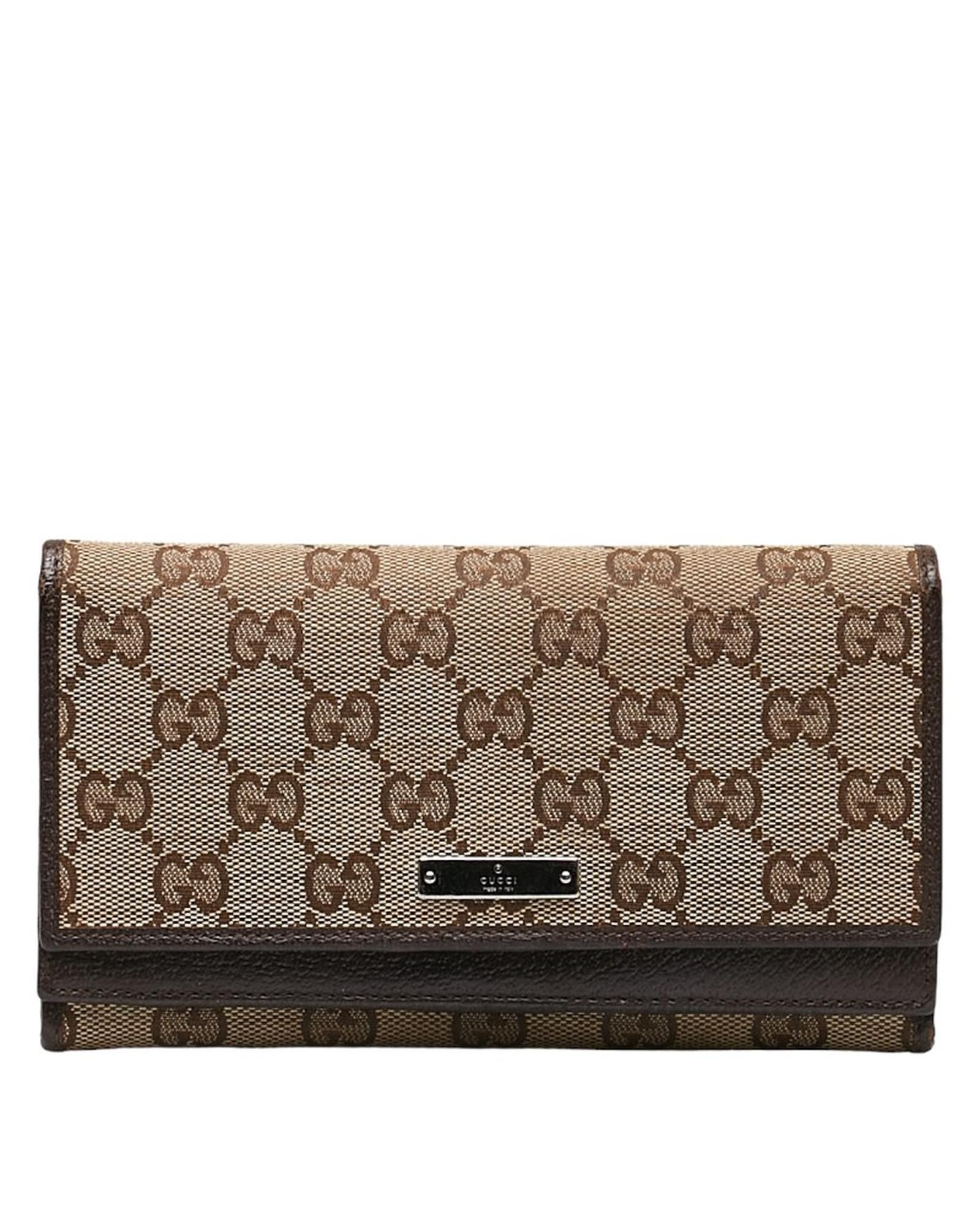 image of Brown GG Canvas Continental Wallet By Gucci, Women's