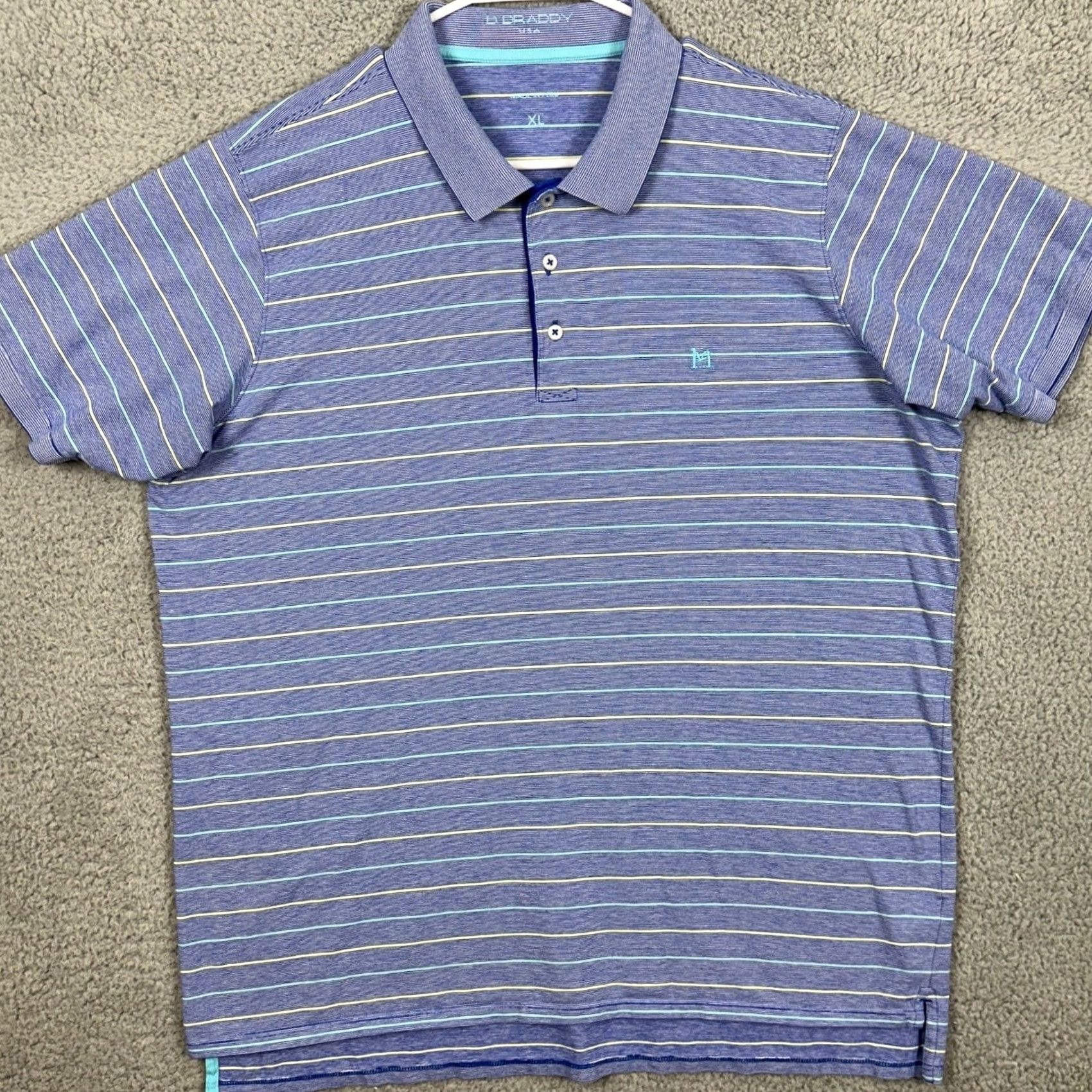 Vintage B. Draddy USA Polo Shirt Golf XL Blue Striped Rugby Logo Shirt Men XS? Wait, proceed. Size US XL / EU 56 / 4 - 3 Thumbnail