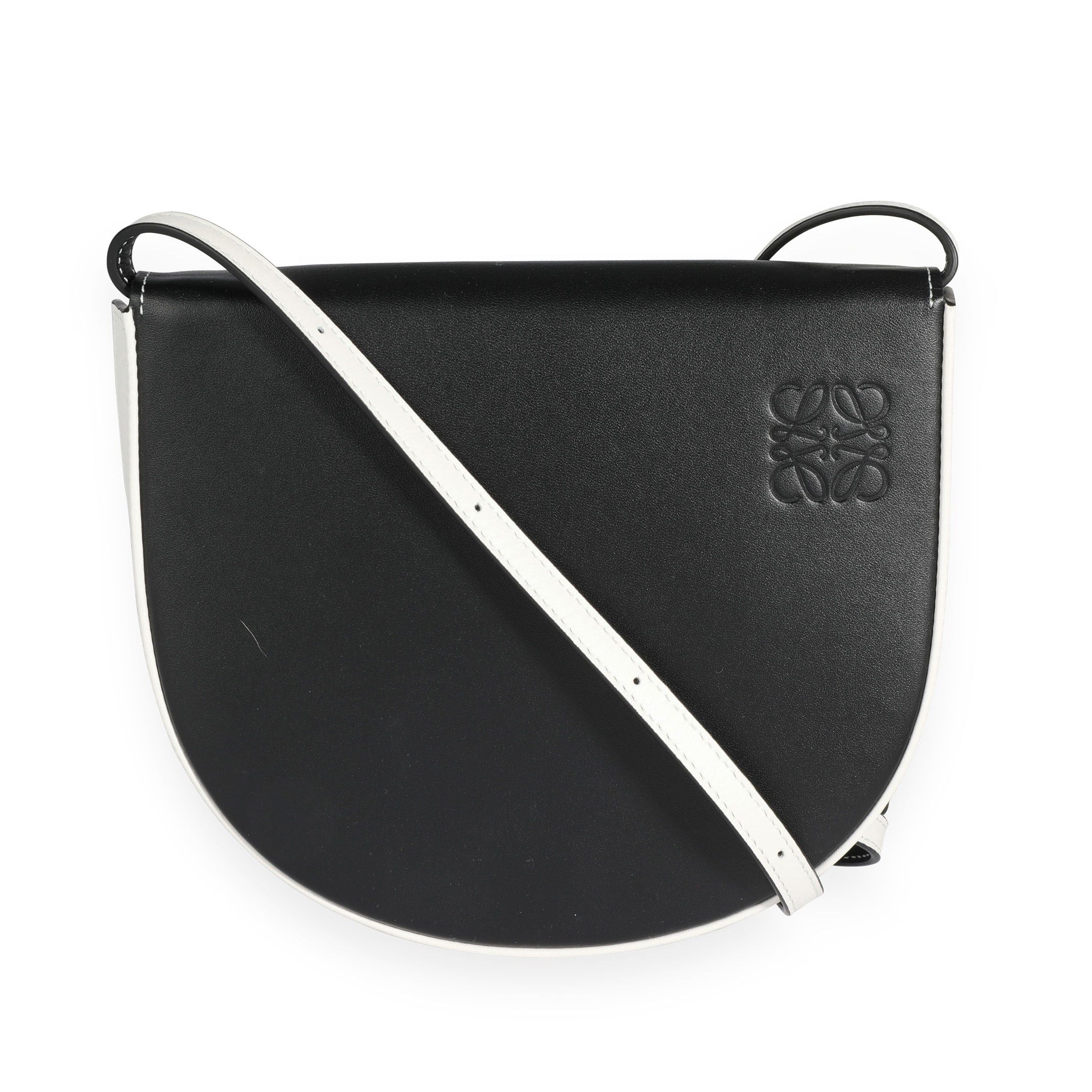image of Loewe Black & White Leather Mini Heel Bag, Women's