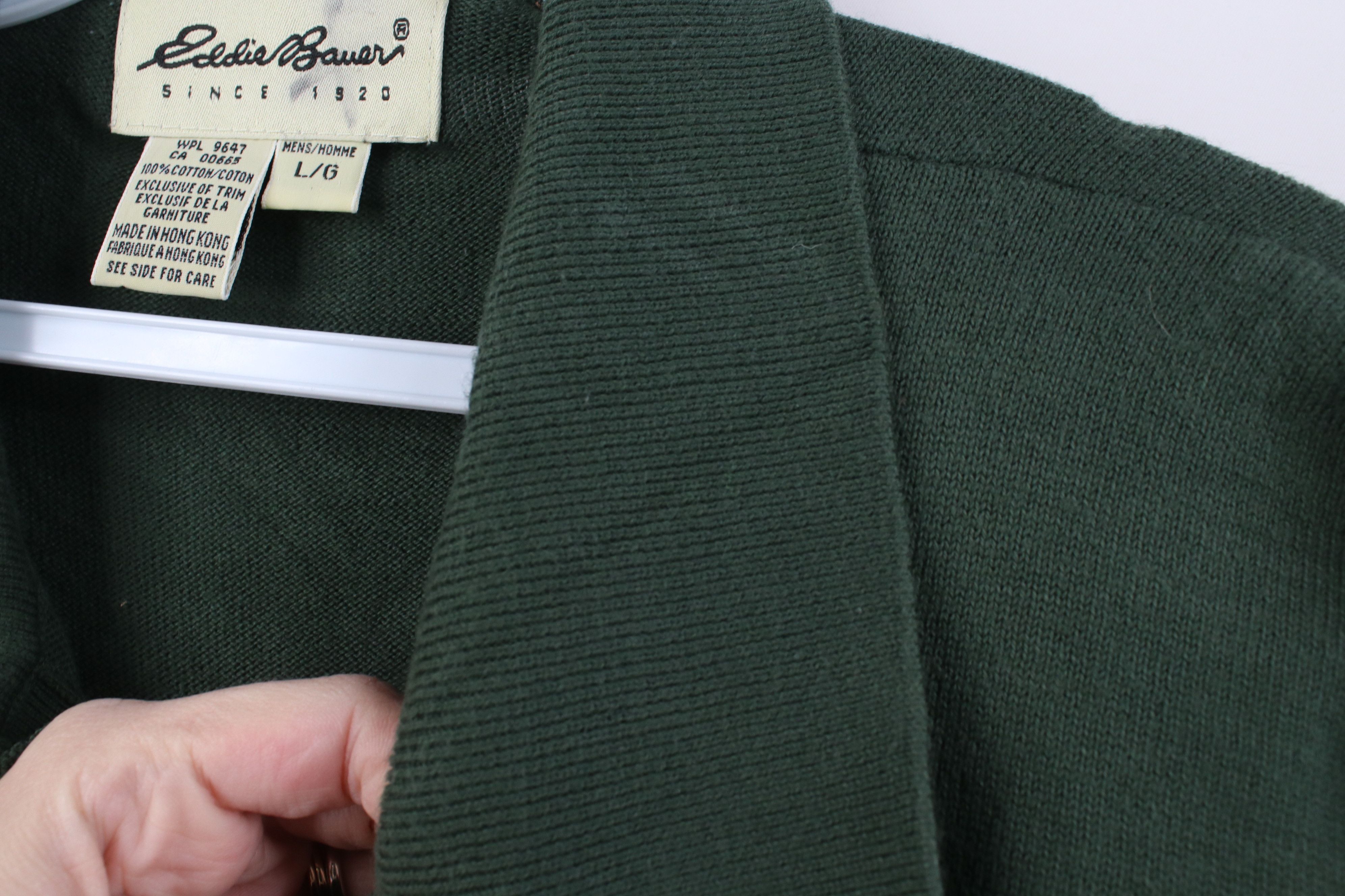 Eddie Bauer Vintage 90s Eddie Bauer Cotton Knit Collared Sweater Green Size US L / EU 52-54 / 3 - 6 Thumbnail