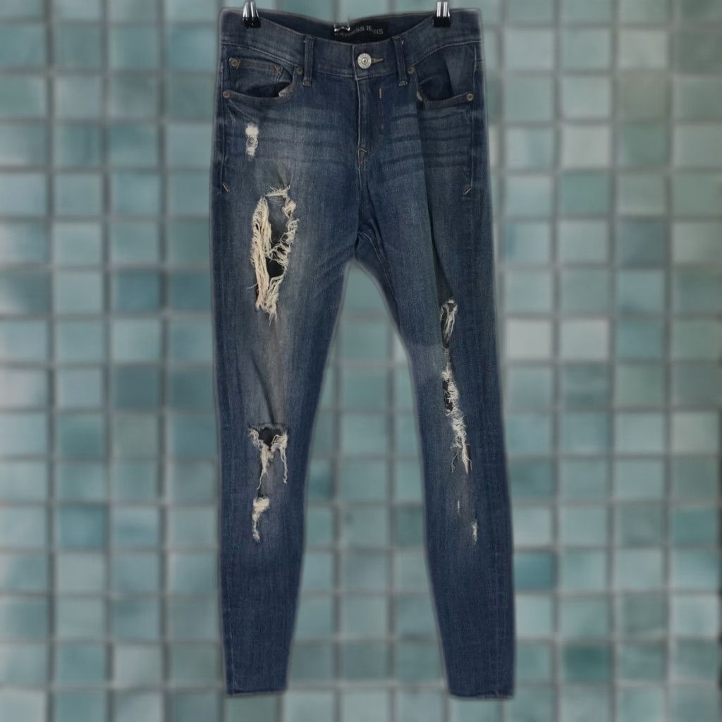 Express Express Jeans Womens Size 2R 28X30 Distressed Blue Denim Skinny Size 26" / US 2 / IT 38 - 1 Thumbnail