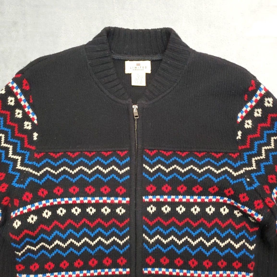 Vintage VINTAGE Limited America Wool Sweater Womens Large Black 90% Lambswool Fair Isle Nordic Geometric Size L / US 10 / IT 46 - 4 Thumbnail