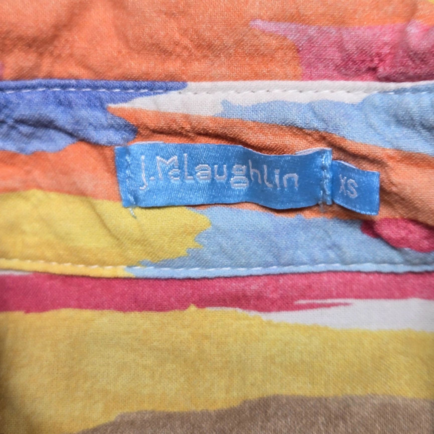 J.McLaughlin J.McLaughlin Shirt Womens XS Multicolor Watercolor Print Button-Down Long Sleeve Size XS / US 0-2 / IT 36-38 - 4 Thumbnail
