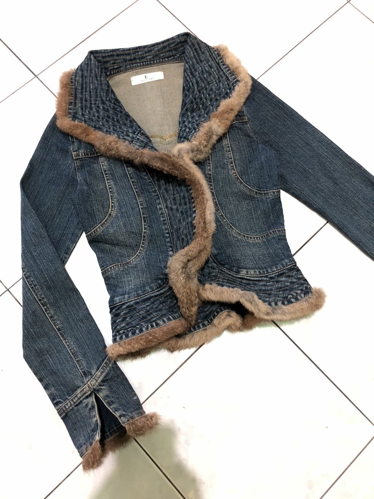 Vintage Encourager Japanese Brand Foxy Denim Jacket n Fur Rabbit Size S / US 4 / IT 40 - 3 Thumbnail