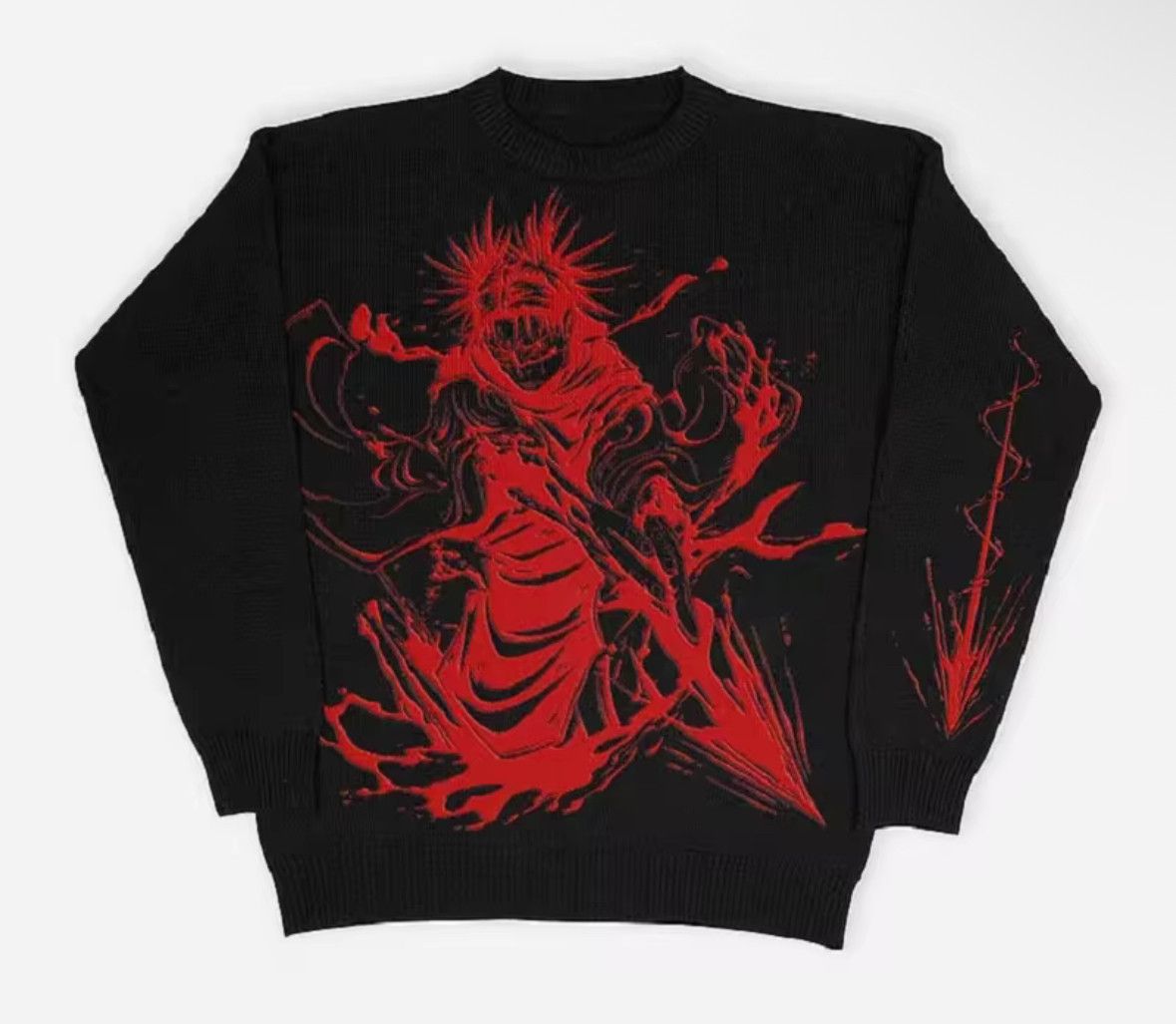 Japanese Brand Streetwear Anime Fighter Warm Sweater Jacquard Knitwear Size US M / EU 48-50 / 2 - 1 Thumbnail