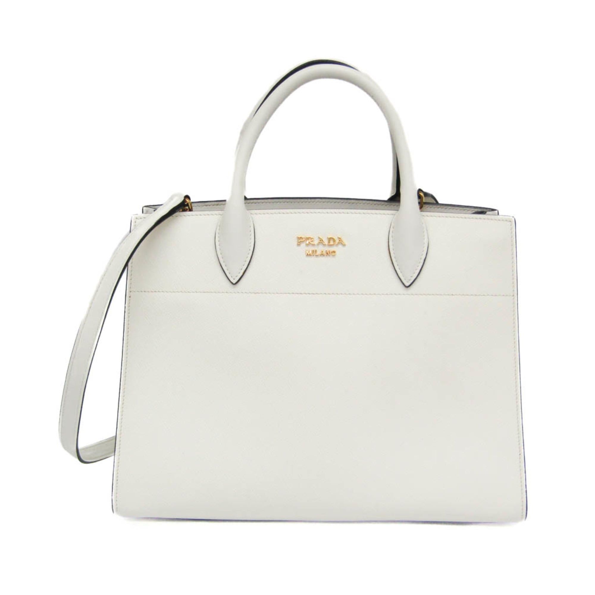 Prada Prada Bibliothèque 1BC034 Women's Leather Handbag,Shoulder Bag White Size ONE SIZE - 1 Thumbnail