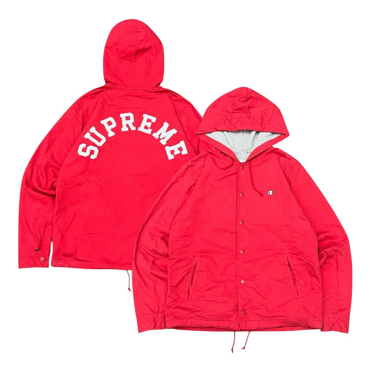Champion × Supreme SS16 Supreme x Champion Windbreaker Hooded Red Size US S / EU 44-46 / 1 - 1 Thumbnail
