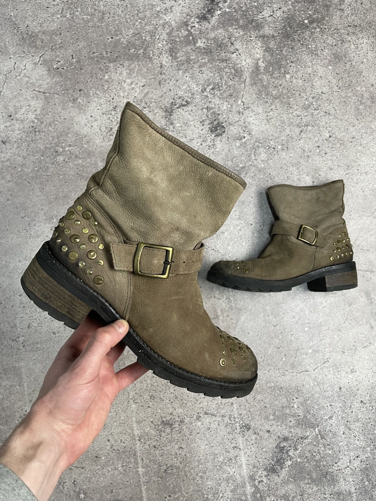 If Six Was Nine Vintage Italian AS 98 Heel Airstep Leather Biker Boots Size US 7 / EU 40 - 8 Thumbnail