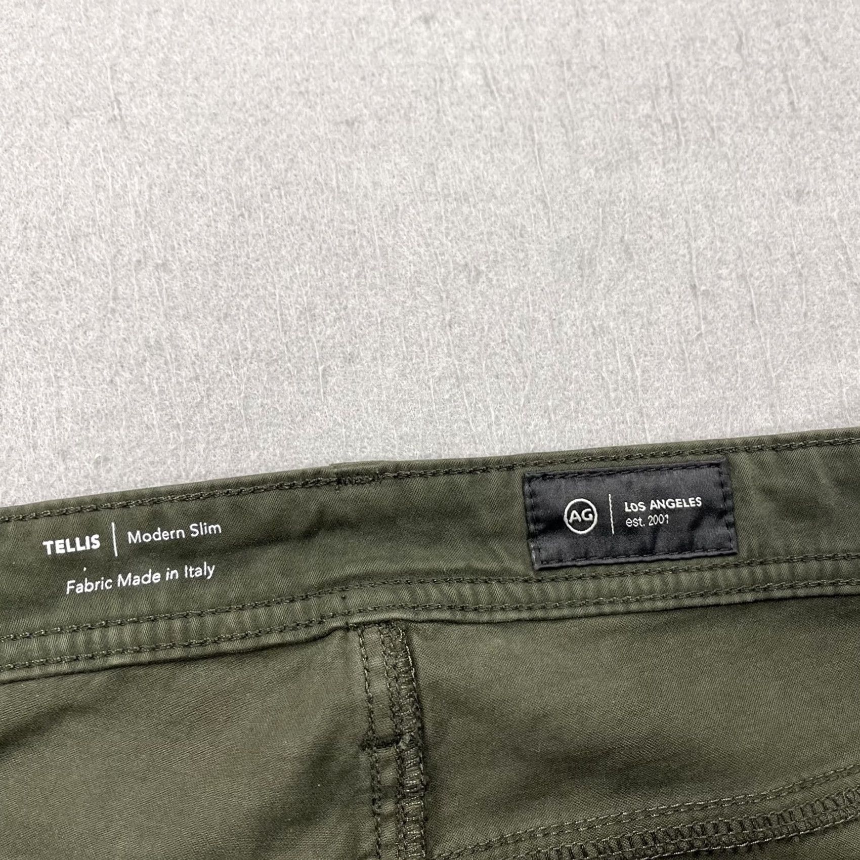 Vintage AG Adriano Goldschmied Jeans Mens 38x34 Green Tellis Modern Slim Sateen Stretch Tapered ZIP Pockets Cotton Blend Satin Logo Vintage No N/A Size US 38 / EU 54 - 7 Thumbnail