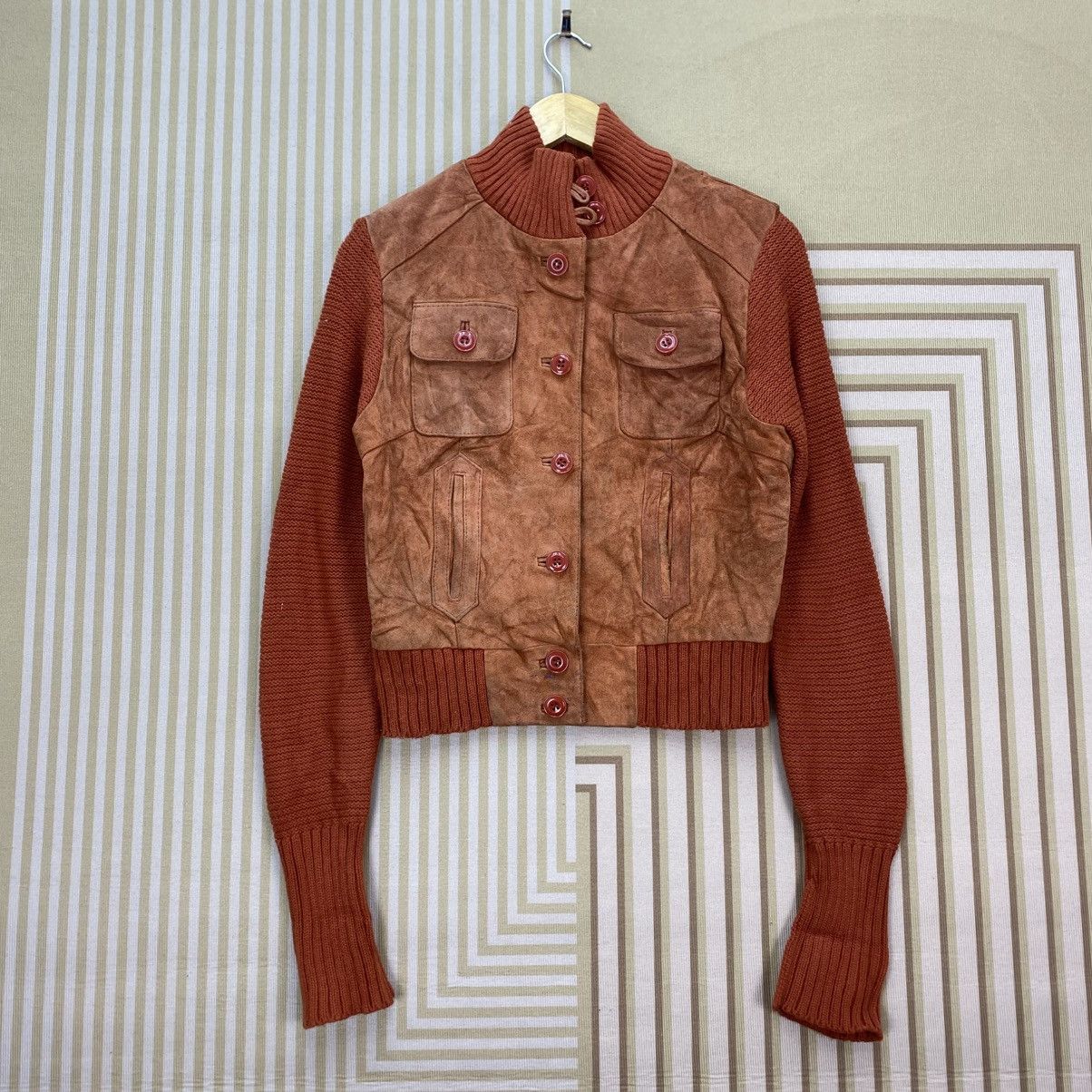 Leather 🫶Vintage Suede and Knit Sleeve High Collar Jacket Size M / US 6-8 / IT 42-44 - 1 Thumbnail