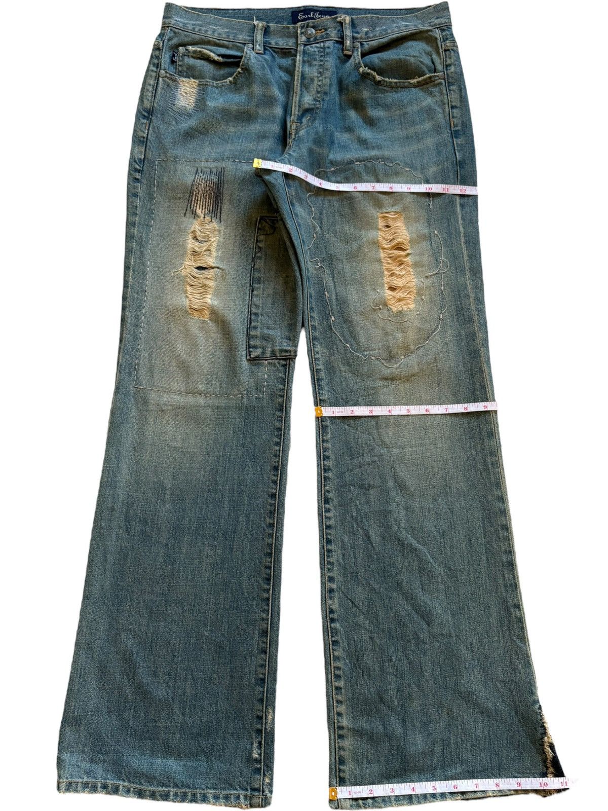 Japanese Brand Vintage Japanese Brand Mud Wash Patched Flare Jeans Size US 34 / EU 50 - 13 Thumbnail
