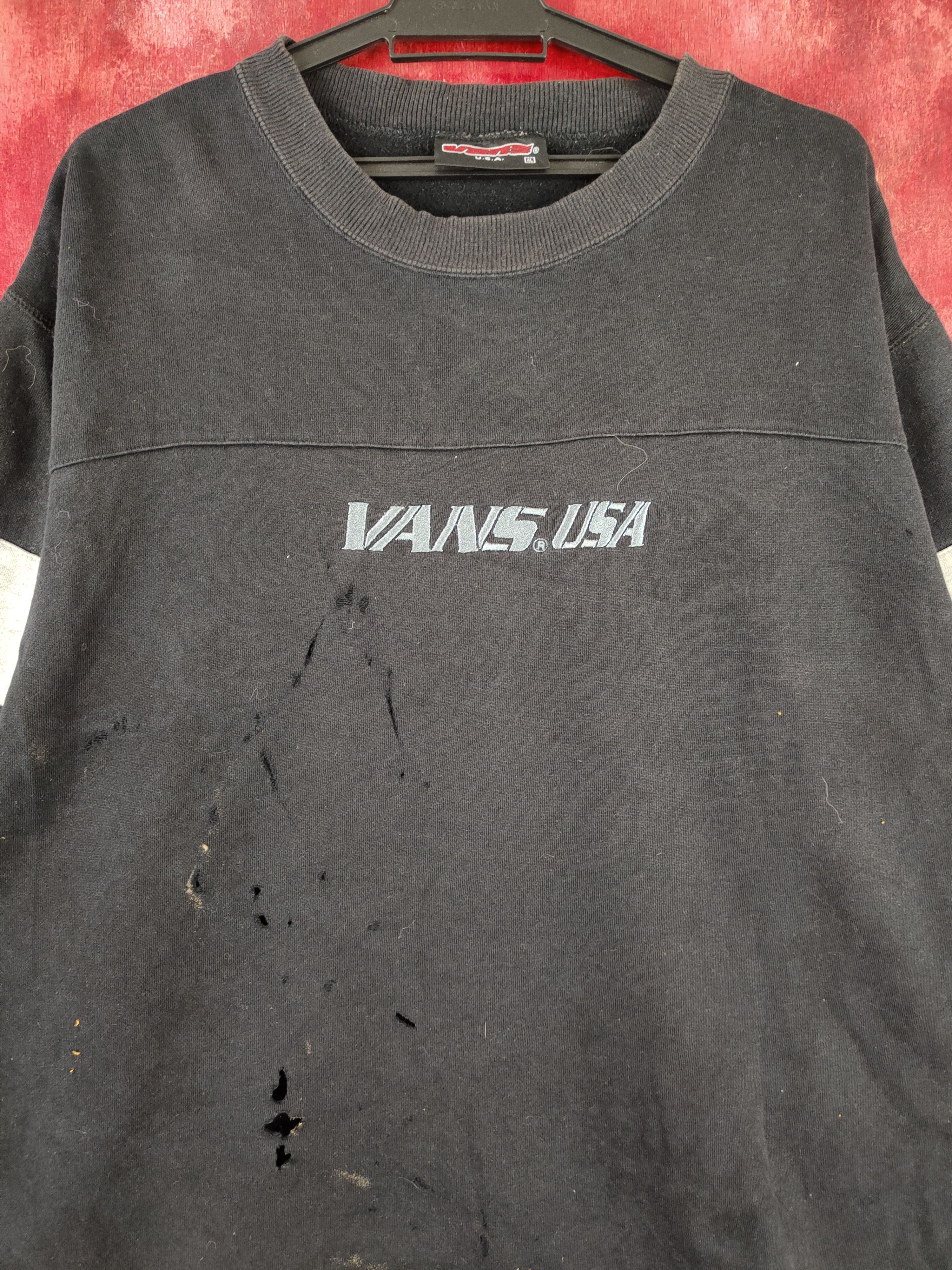 Japanese Brand × Vans × Vintage Vans Black ripped distressed vintage Sweatshirts #S2013 Size US XXL / EU 58 / 5 - 2 Thumbnail