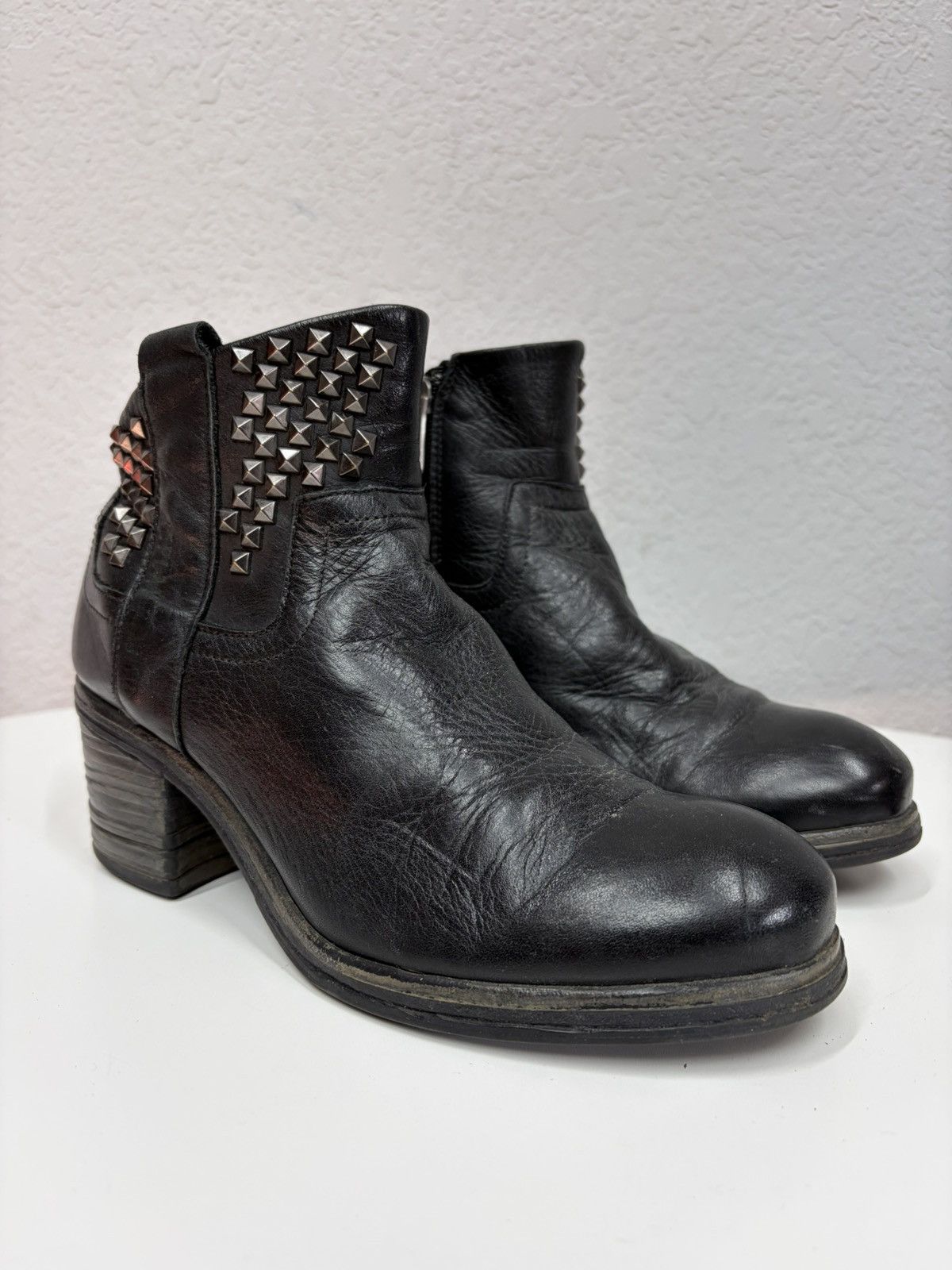 If Six Was Nine Vintage Italian AS 98 Rick Owens Style Leather Biker Boots Size US 7 / IT 37 - 6 Thumbnail