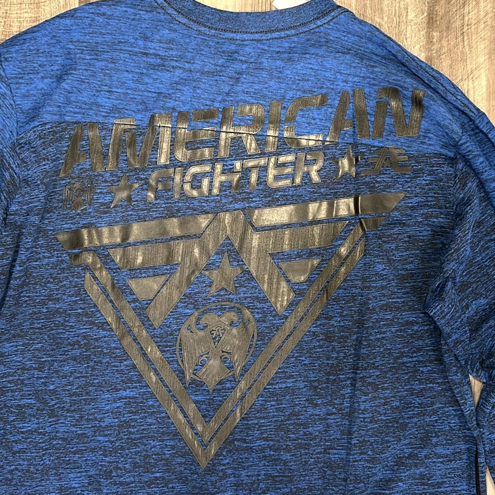 Vintage American Fighter Tee - T-Shirt | Men | 2XL | Long Sleeve | Blue | 50/50 Cotton-Polyester Size US XXL / EU 58 / 5 - 4 Thumbnail