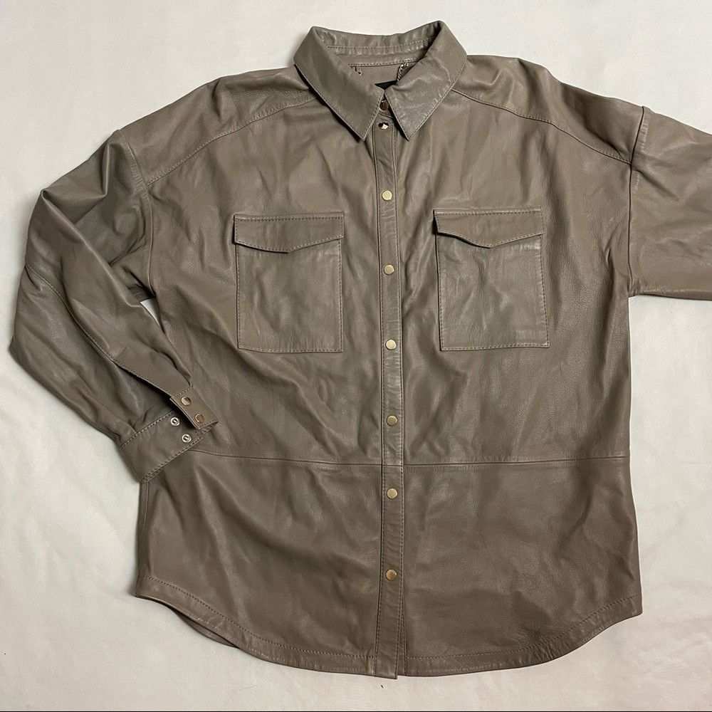 Ted Baker NWT New $485 Ted Baker Laars Leather Oversized Grey Shirt S Size M / US 6-8 / IT 42-44 - 5 Thumbnail