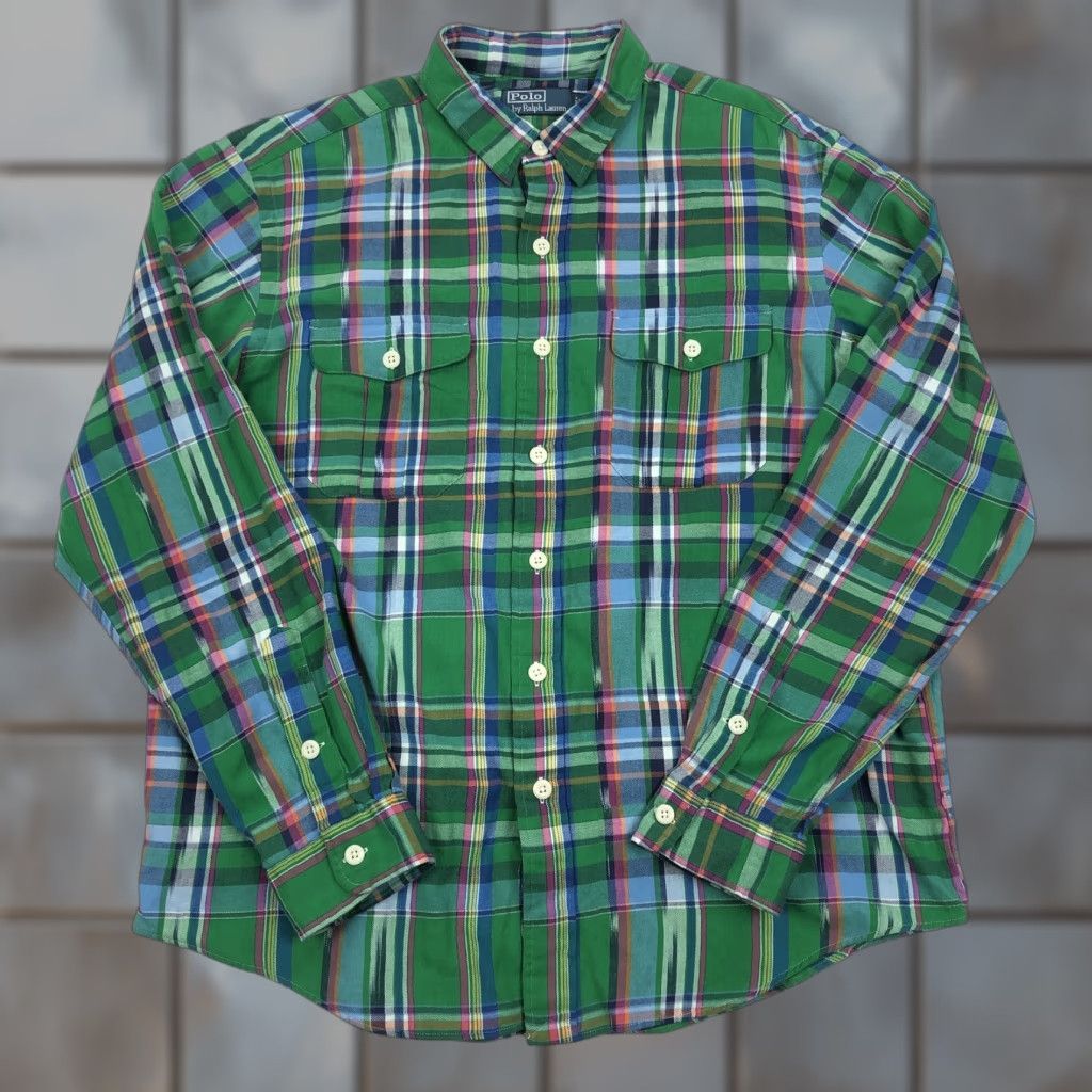 Polo Ralph Lauren Polo Ralph Lauren Men's XL Green Plaid Button-Down Flannel Shirt Long Sleeve Size US XL / EU 56 / 4 - 1 Thumbnail