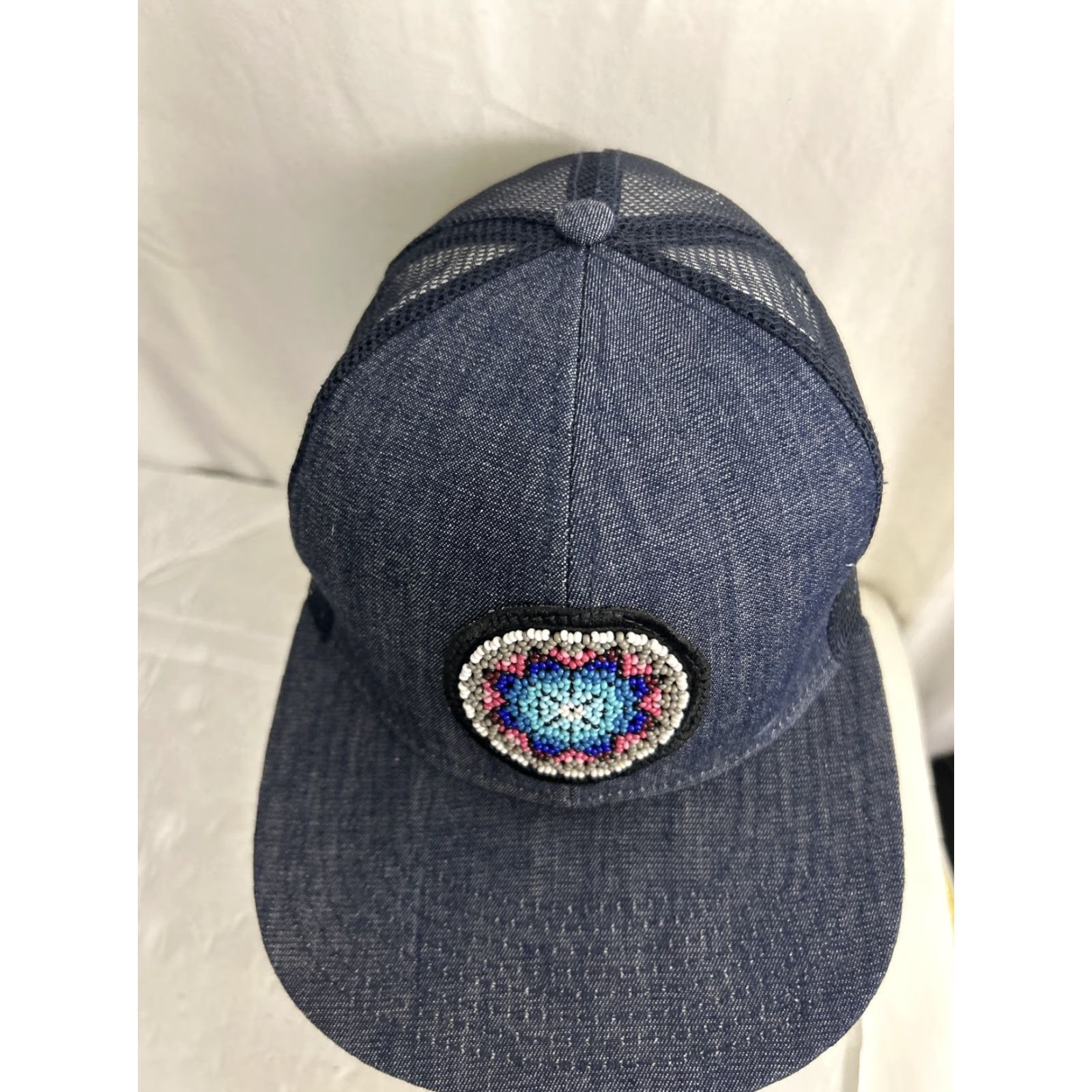 Denime VINTAGE Denim Trucker Hat Beaded South West Adjustable Womens Blue Size ONE SIZE - 6 Thumbnail
