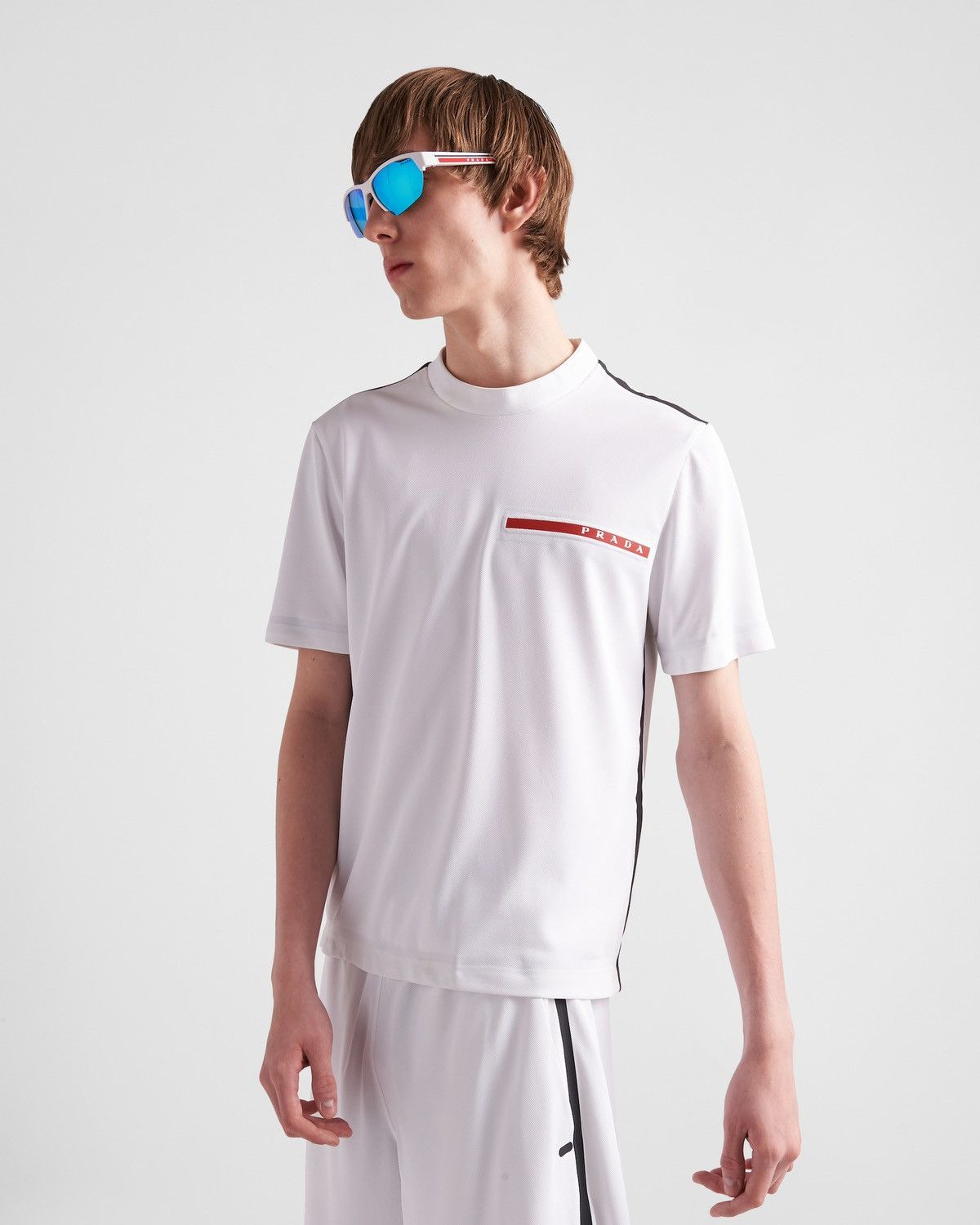 Prada 🔥🔥 Prada Linea Rossa White Pique T-Shirt | Grailed