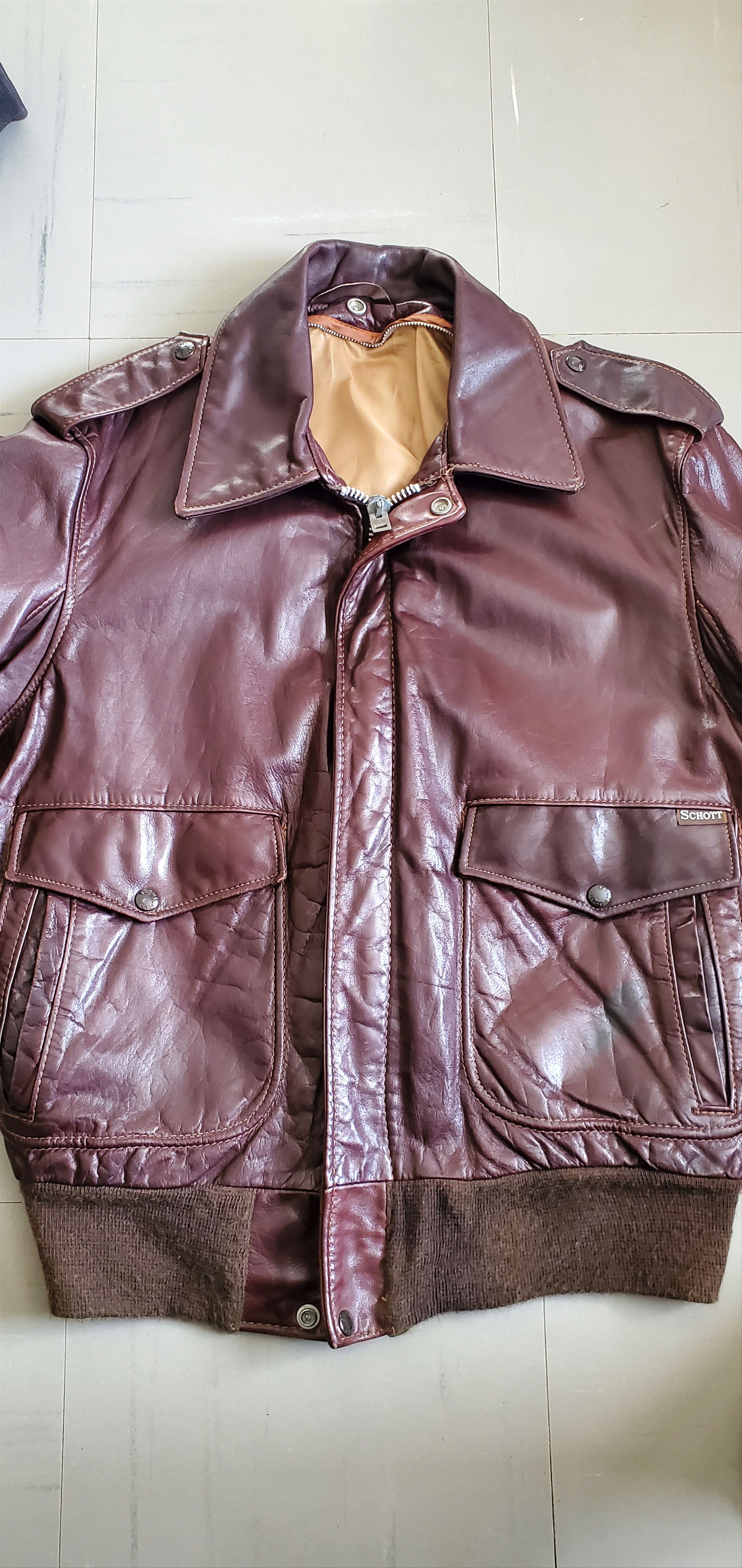 Schott SCHOTT 184SM Brown Cowhide Leather Cockpit Jacket Size US XS / EU 42 / 0 - 1 Thumbnail