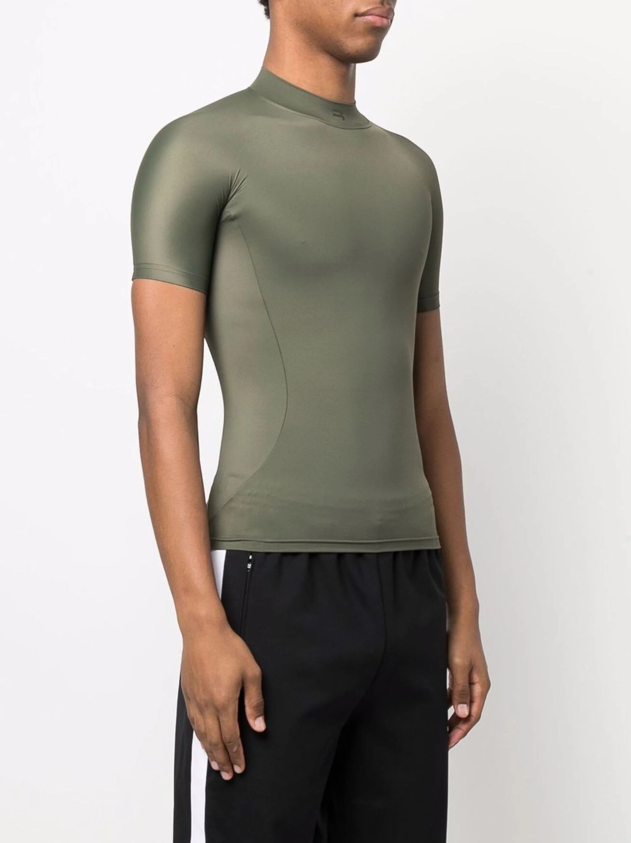 Balenciaga o1mt1gz0524 Fitted Short Sleeve Top in Khaki Green Size US M / EU 48-50 / 2 - 4 Thumbnail