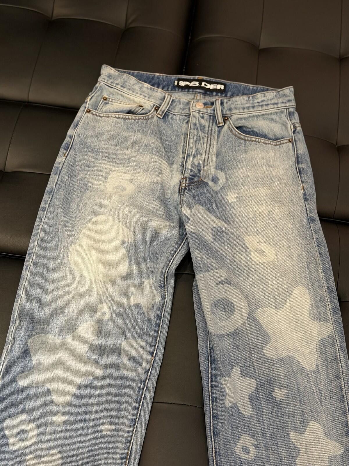 Sp5der Sp5der Men's Star Pattern Denim Jeans Button Zip (30) Size US 30 / EU 46 - 6 Thumbnail