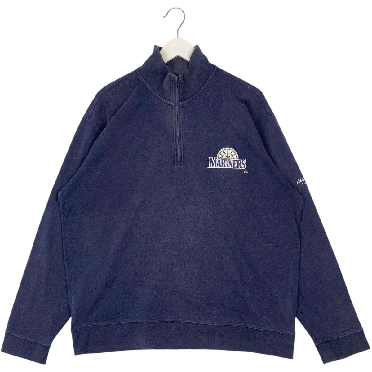 Vintage Vintage Eddie Bauer Embroidered Quater Zip Sweatshirt Blue Size US M / EU 48-50 / 2 - 1 Thumbnail